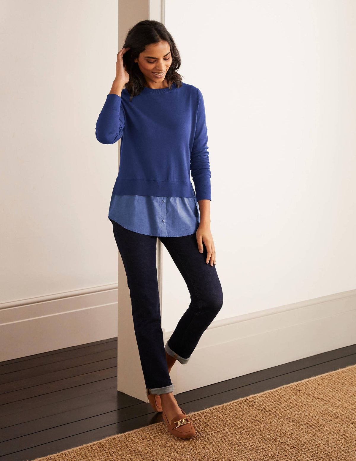 Radnor Hemdpullover-Marineblau, Faux-Uni - Image 2
