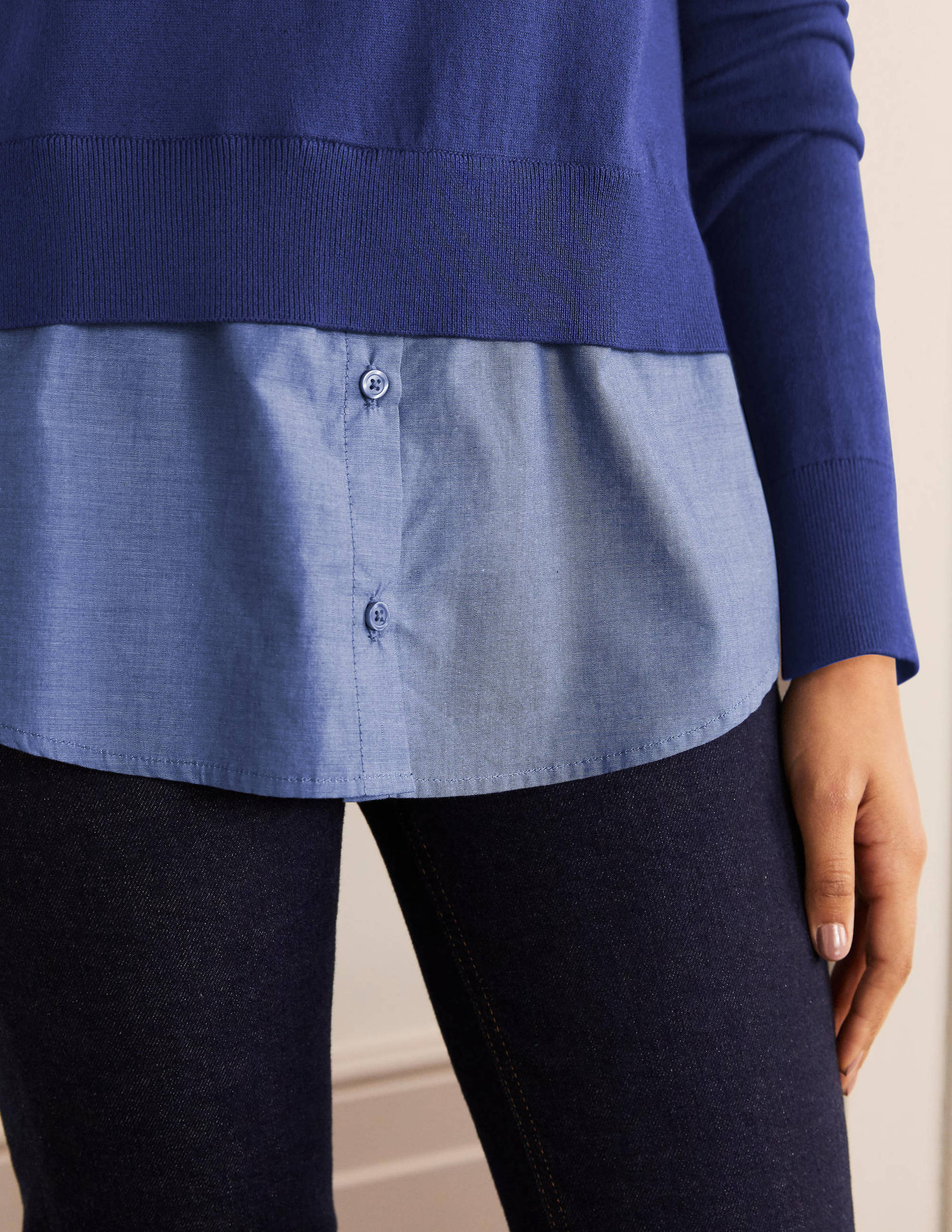 Radnor Hemdpullover-Marineblau, Faux-Uni - Image 4