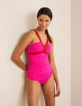 Haut de tankini Corsica-Colourblock rose fluo