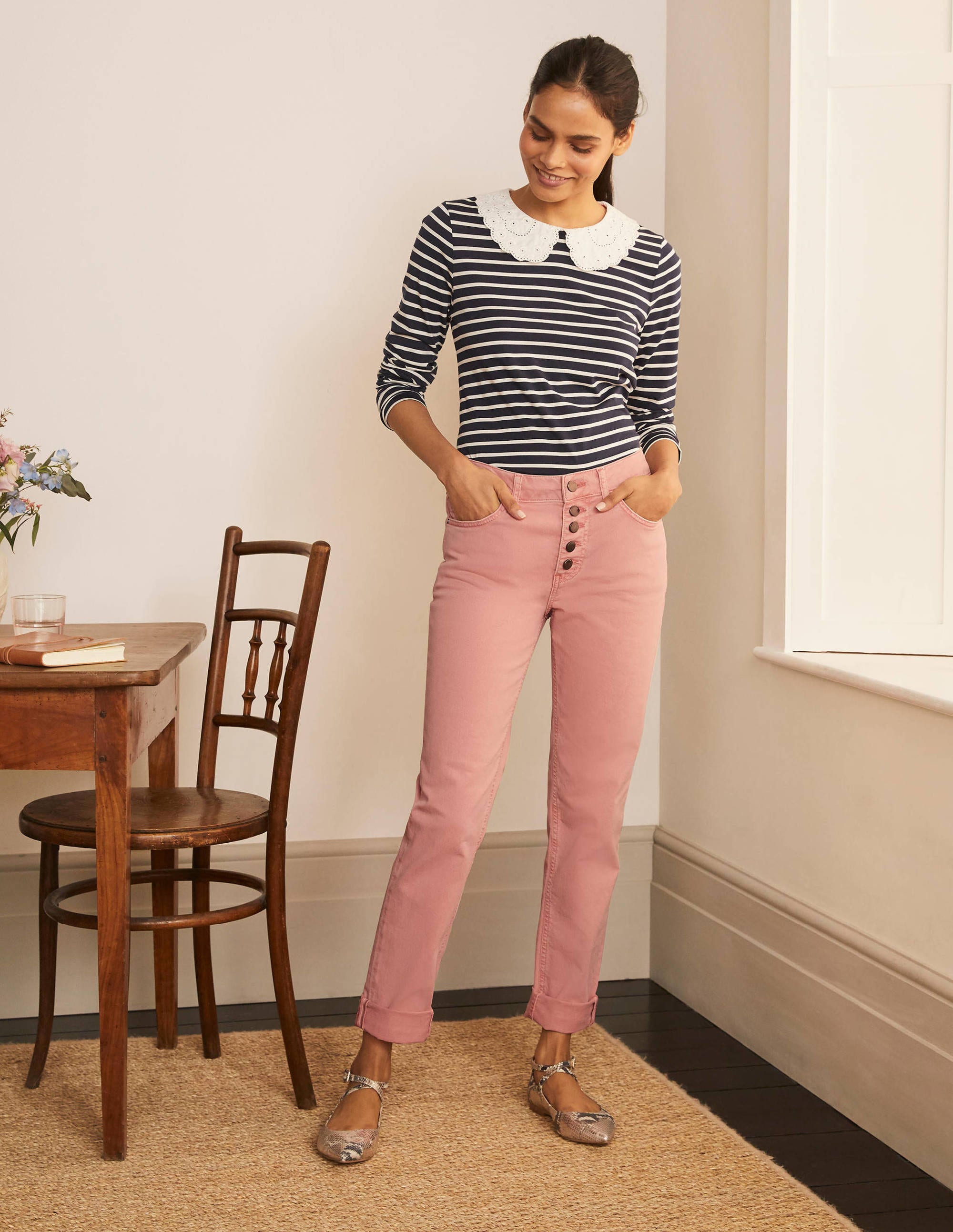 Jean girlfriend-Rose pâle délavé - Image 5