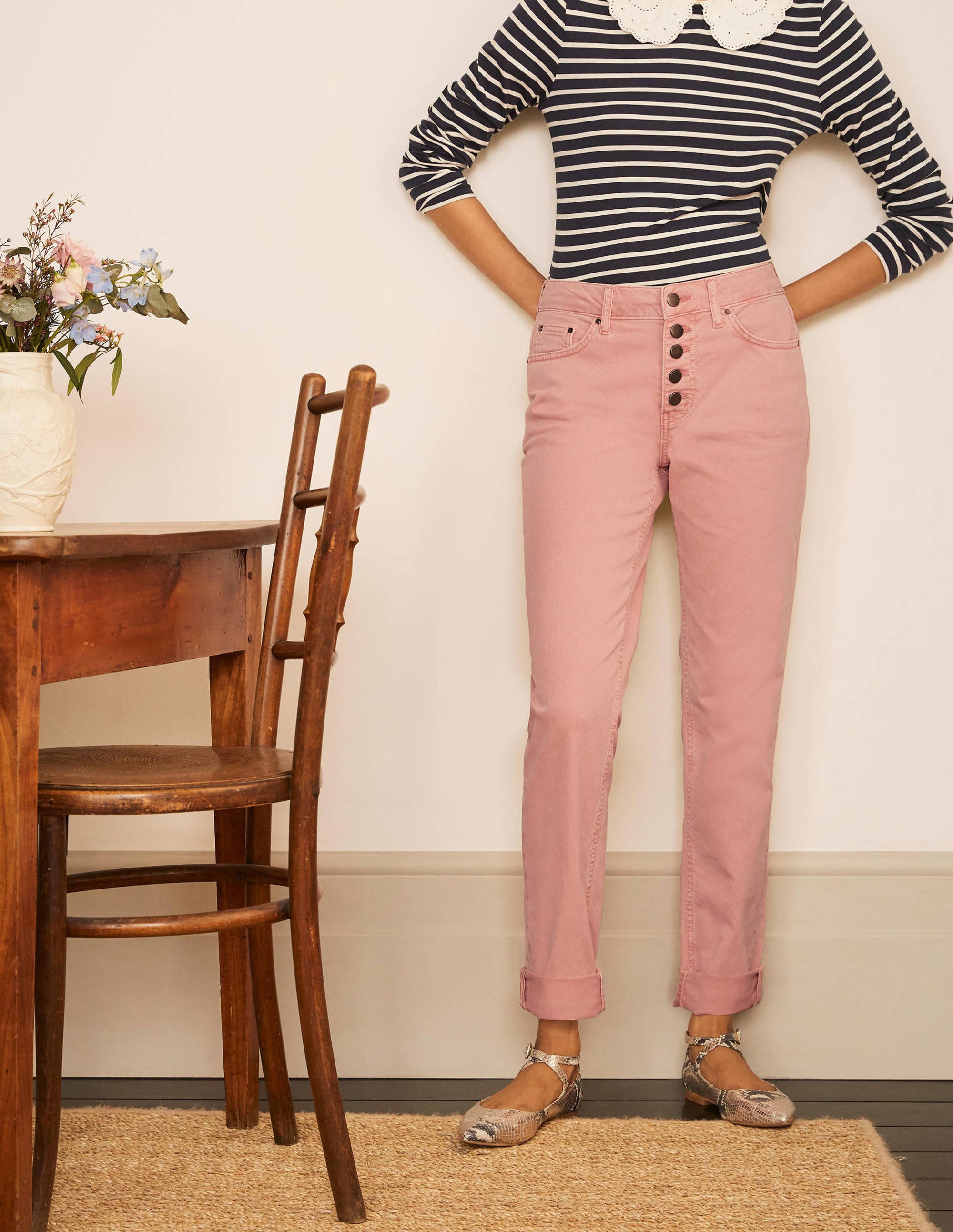 Jean girlfriend-Rose pâle délavé - Image 1