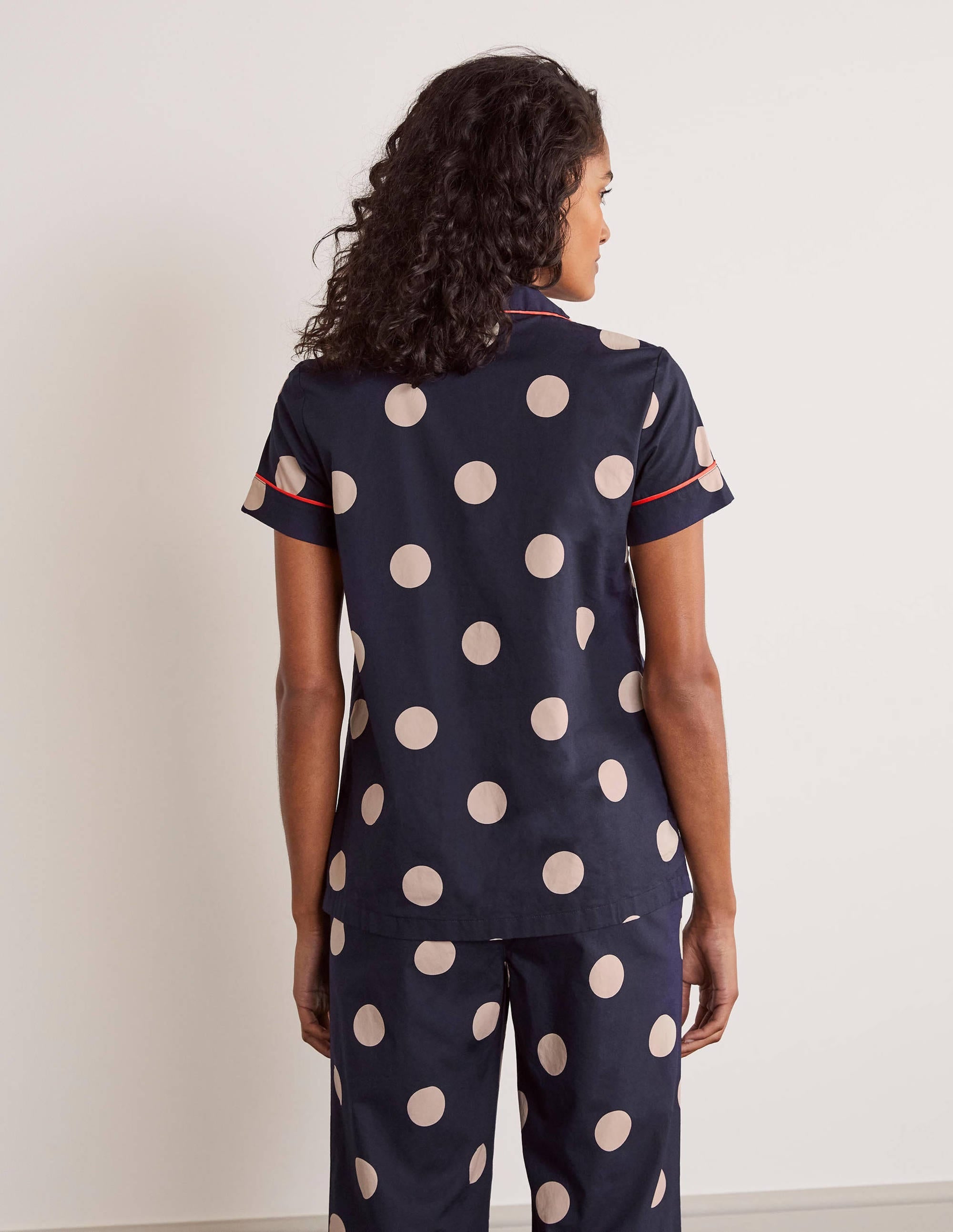 Chemise de pyjama Phoebe-Bleu marine foncé, pois réguliers - Image 3