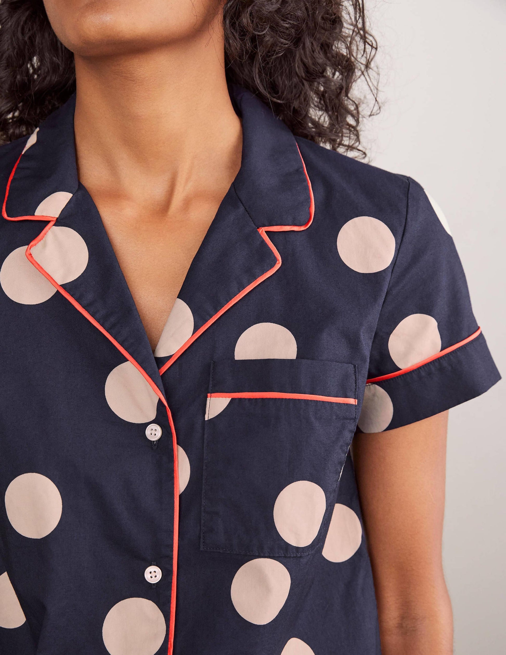 Chemise de pyjama Phoebe-Bleu marine foncé, pois réguliers-4