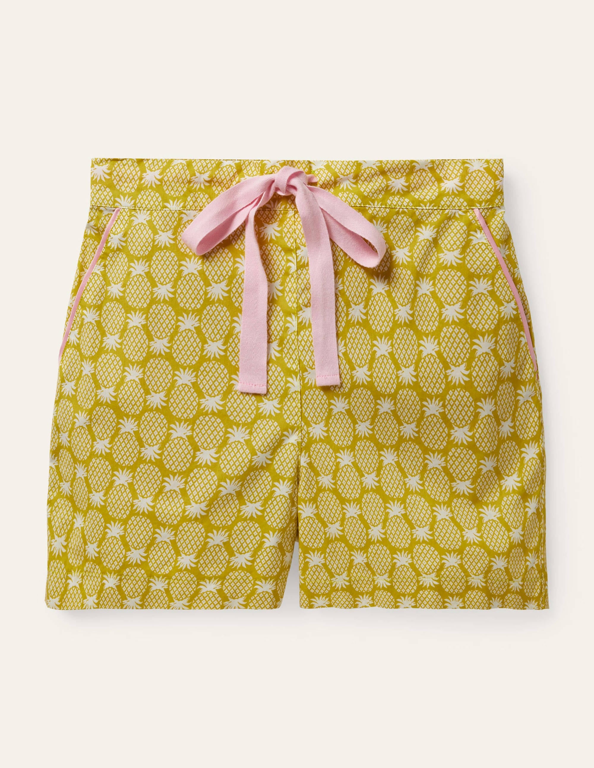 Phoebe Pyjamashorts-Schwefelgelb, Geometrisches Ananasmuster - Image 5