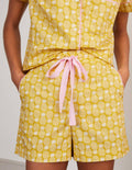 Phoebe Pyjamashorts-Schwefelgelb, Geometrisches Ananasmuster