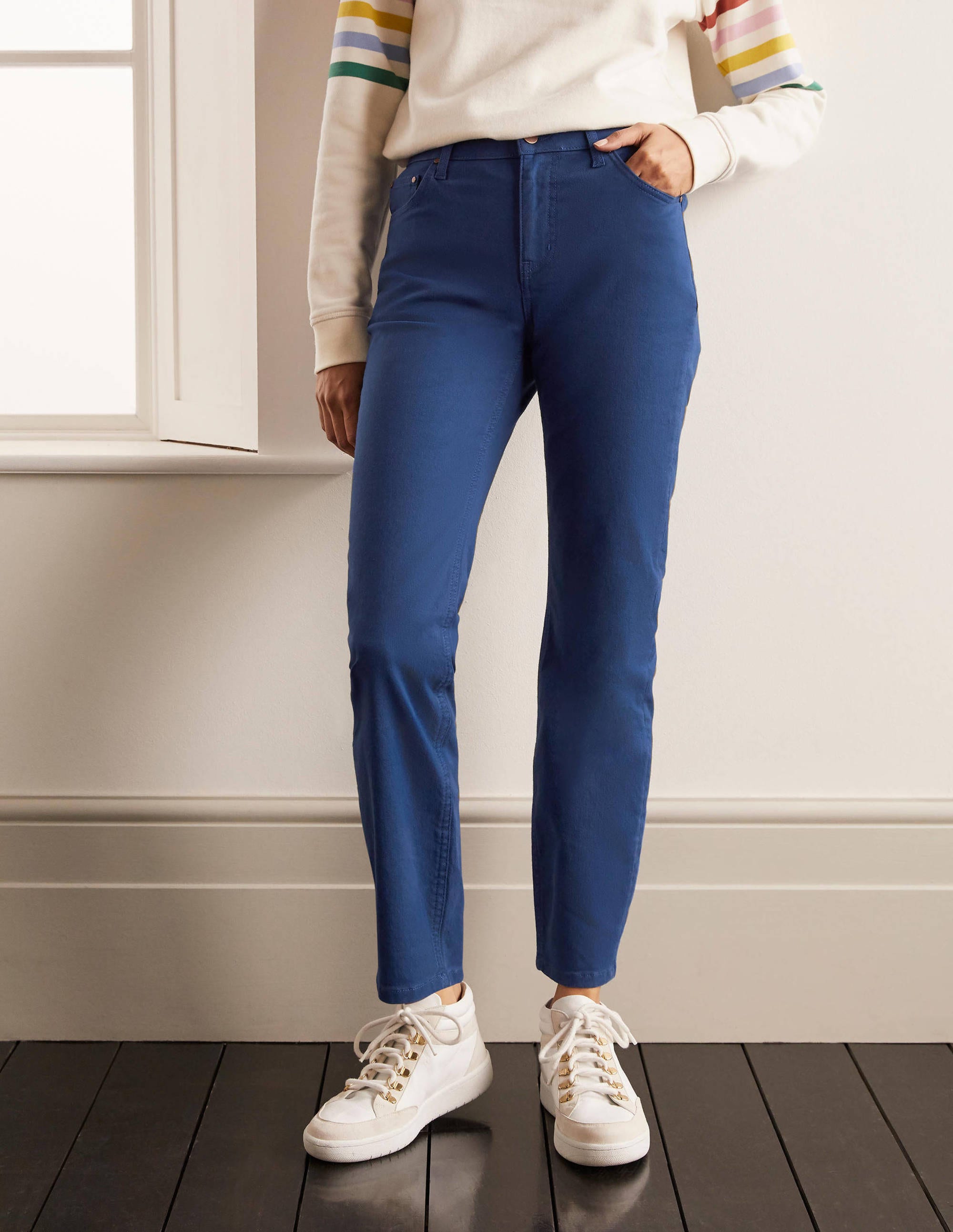 Schmale 7/8-Hose mit geradem Schnitt-Tiefblau - Image 1