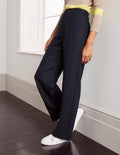 Pantalon Eldon en lin-Bleu marine
