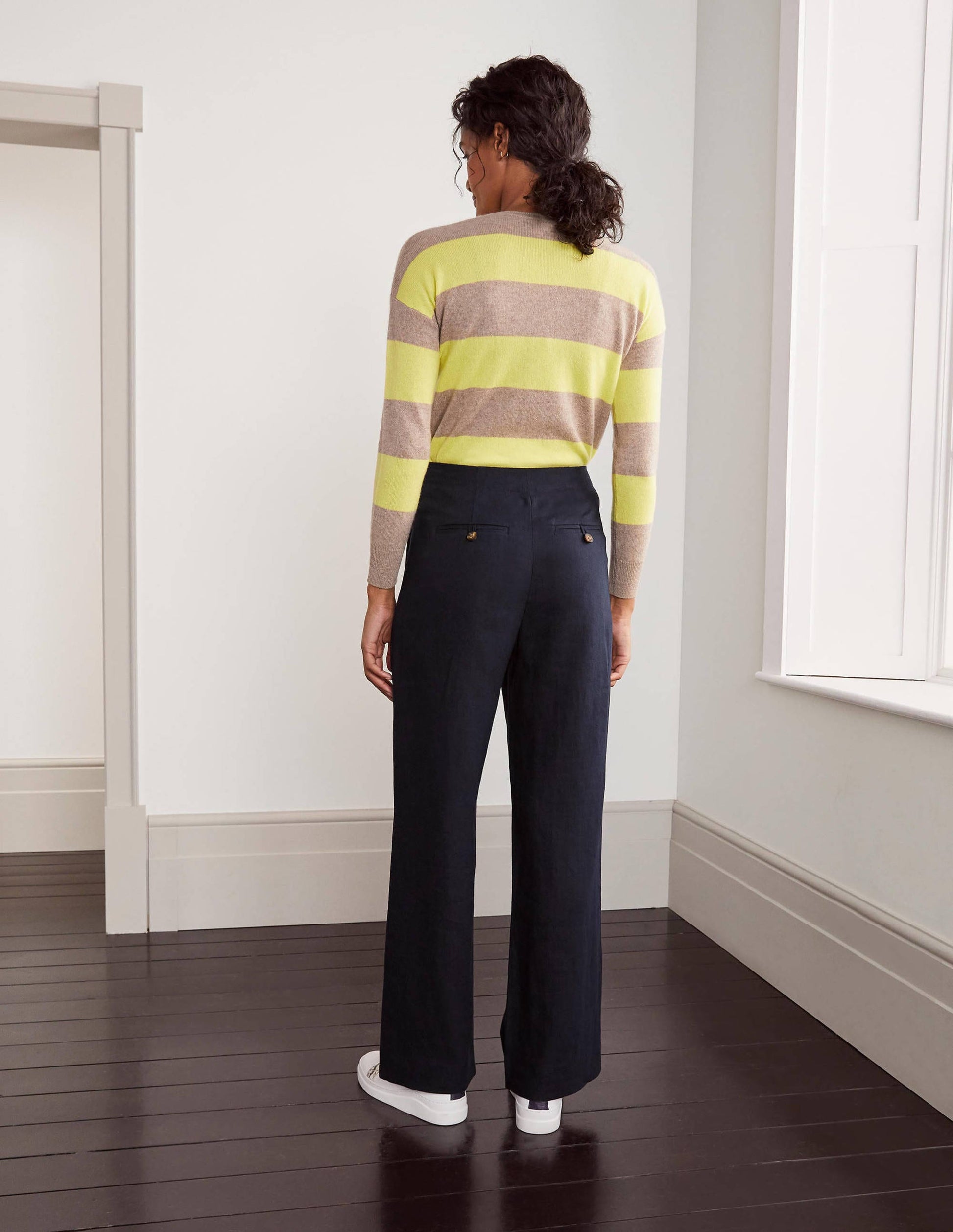 Pantalon Eldon en lin-Bleu marine-2