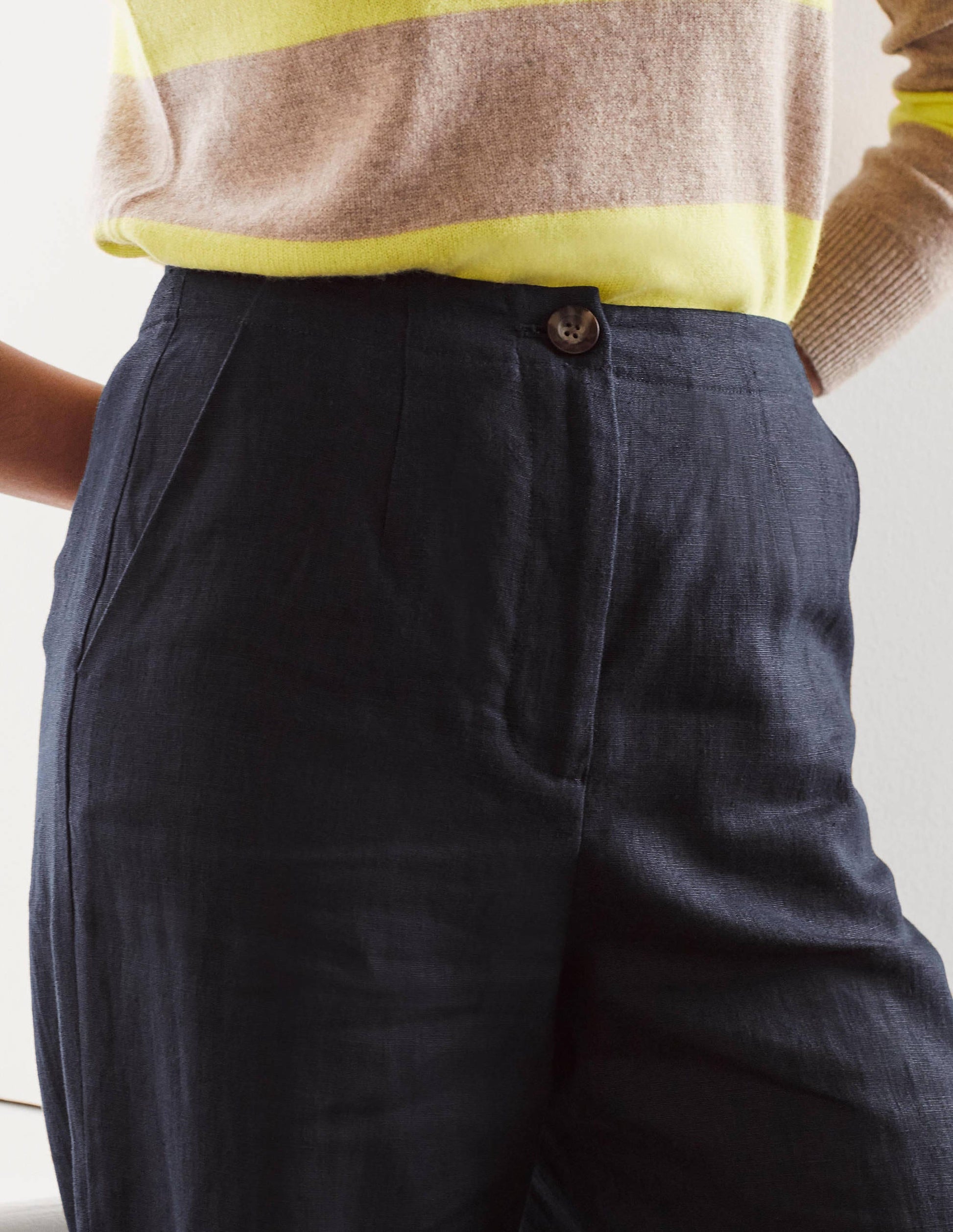 Pantalon Eldon en lin-Bleu marine-3