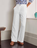 Pantalon Eldon en lin-Blanc
