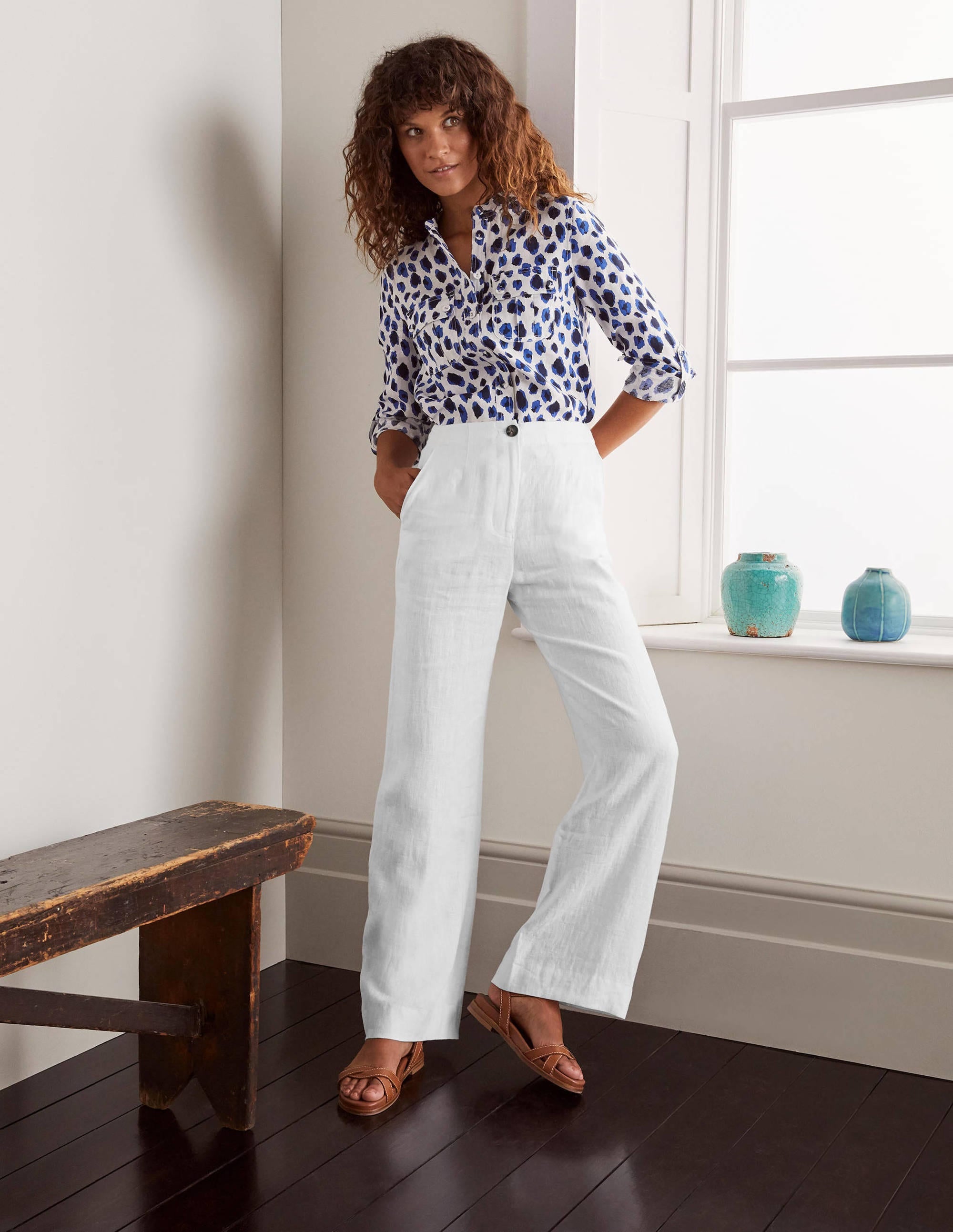 Pantalon Eldon en lin-Blanc - Image 4