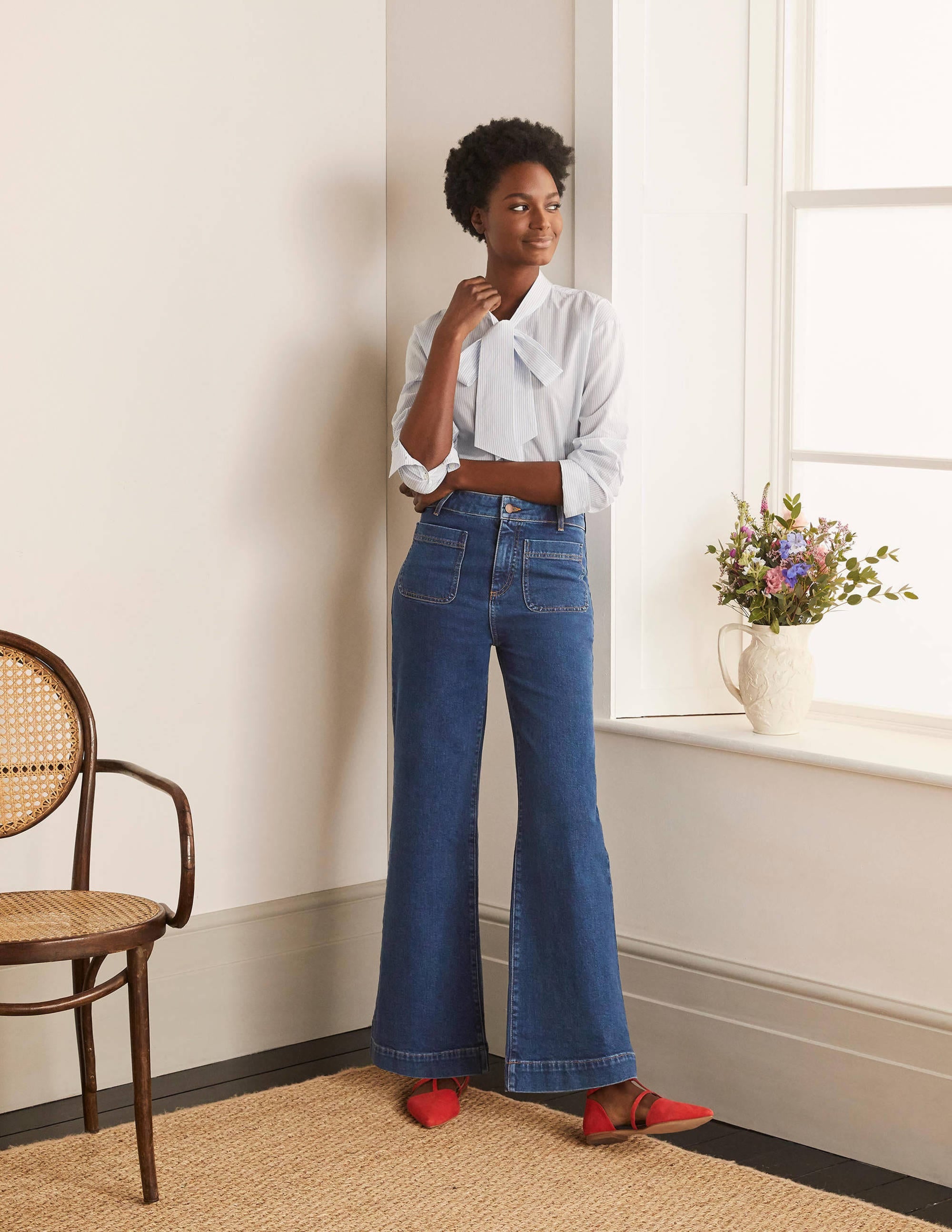 Patch Pocket Wide Leg Jeans-Mid Vintage - Image 5