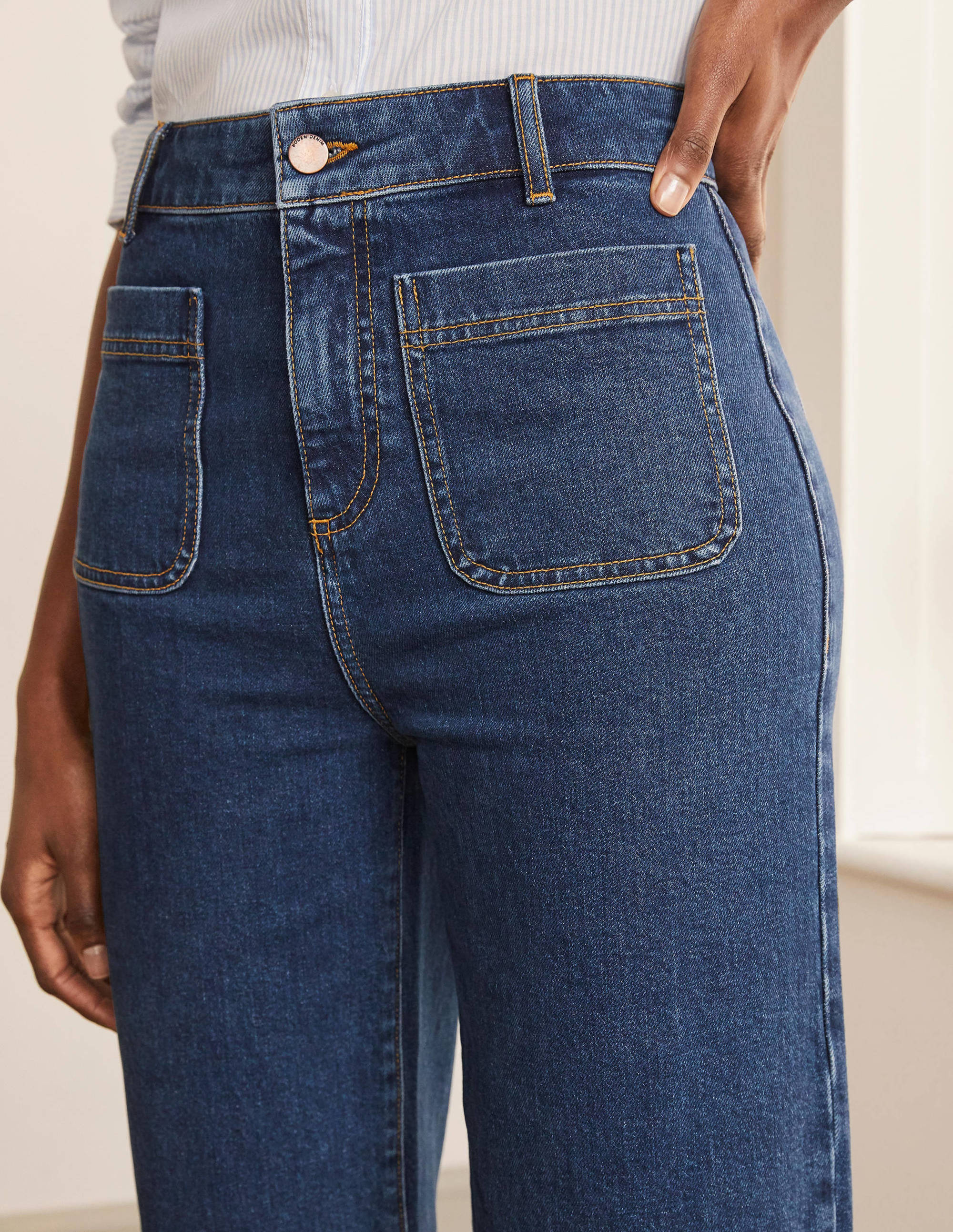 Patch Pocket Wide Leg Jeans-Mid Vintage - Image 3