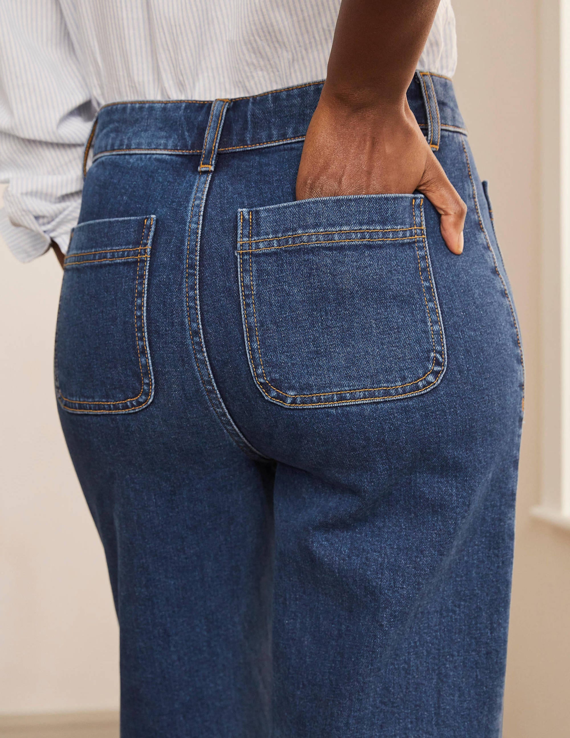 Patch Pocket Wide Leg Jeans-Mid Vintage - Image 4