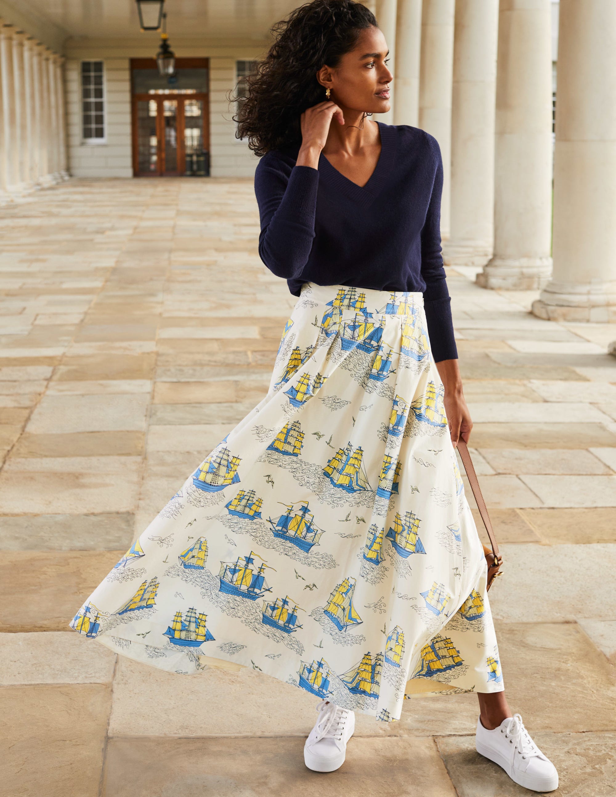 Livia Full Skirt-Ivory Nautical Voyage - Image 4