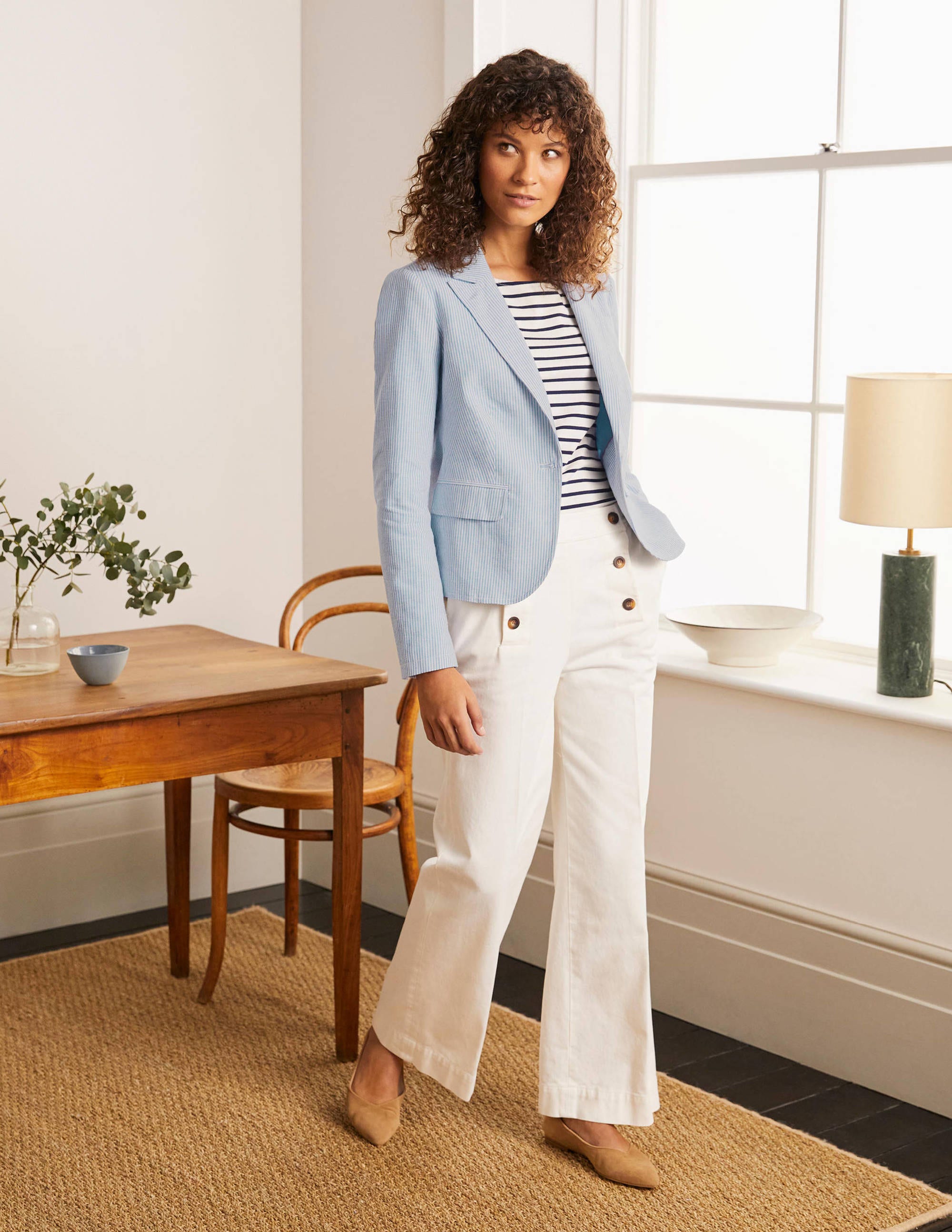 Framlingham Blazer-Blau/Naturweiß, Gestreift - Image 1