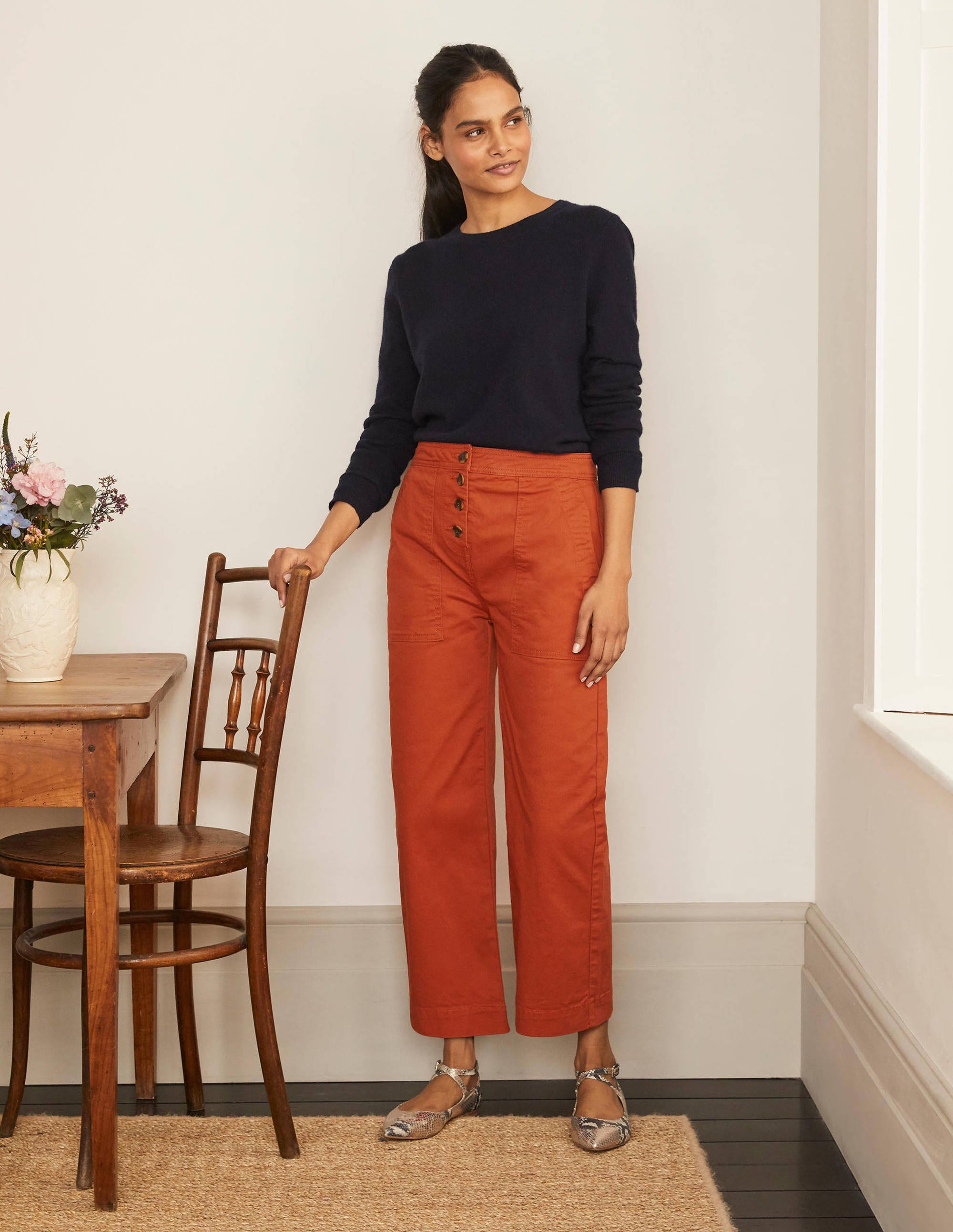 Pantalon Beaufort avec braguette boutonnée-Rouge cuivré - Image 5
