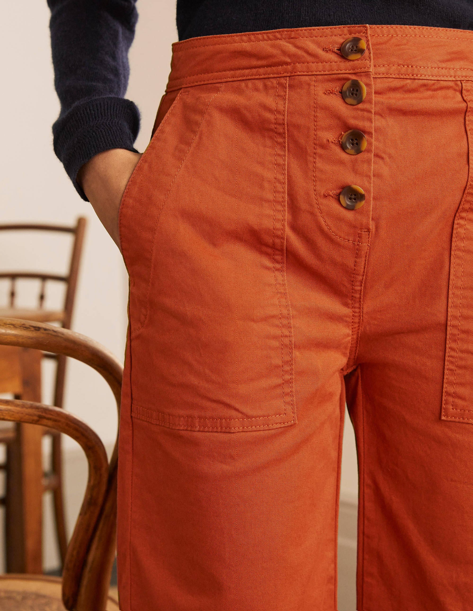 Pantalon Beaufort avec braguette boutonnée-Rouge cuivré - Image 3