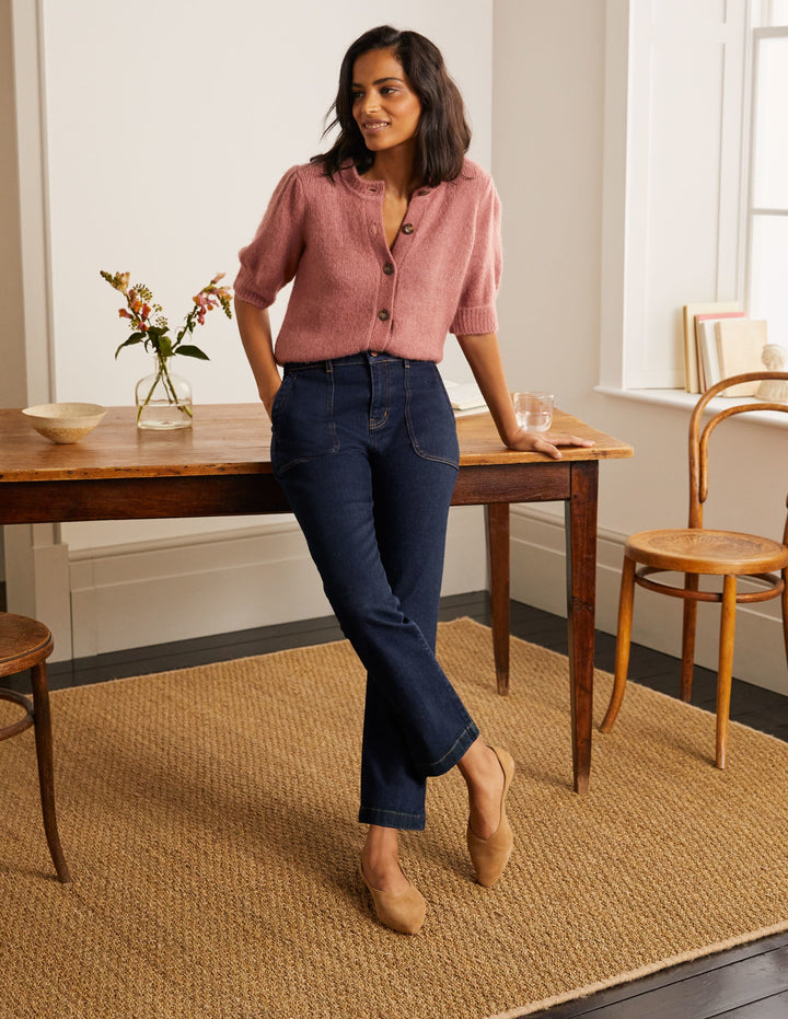 7/8-Utility-Jeans mit Schlag-Indigoblau