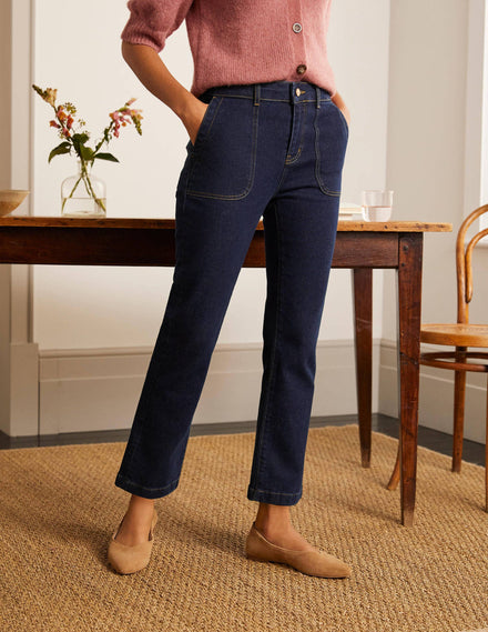 7/8-Utility-Jeans mit Schlag-Indigoblau