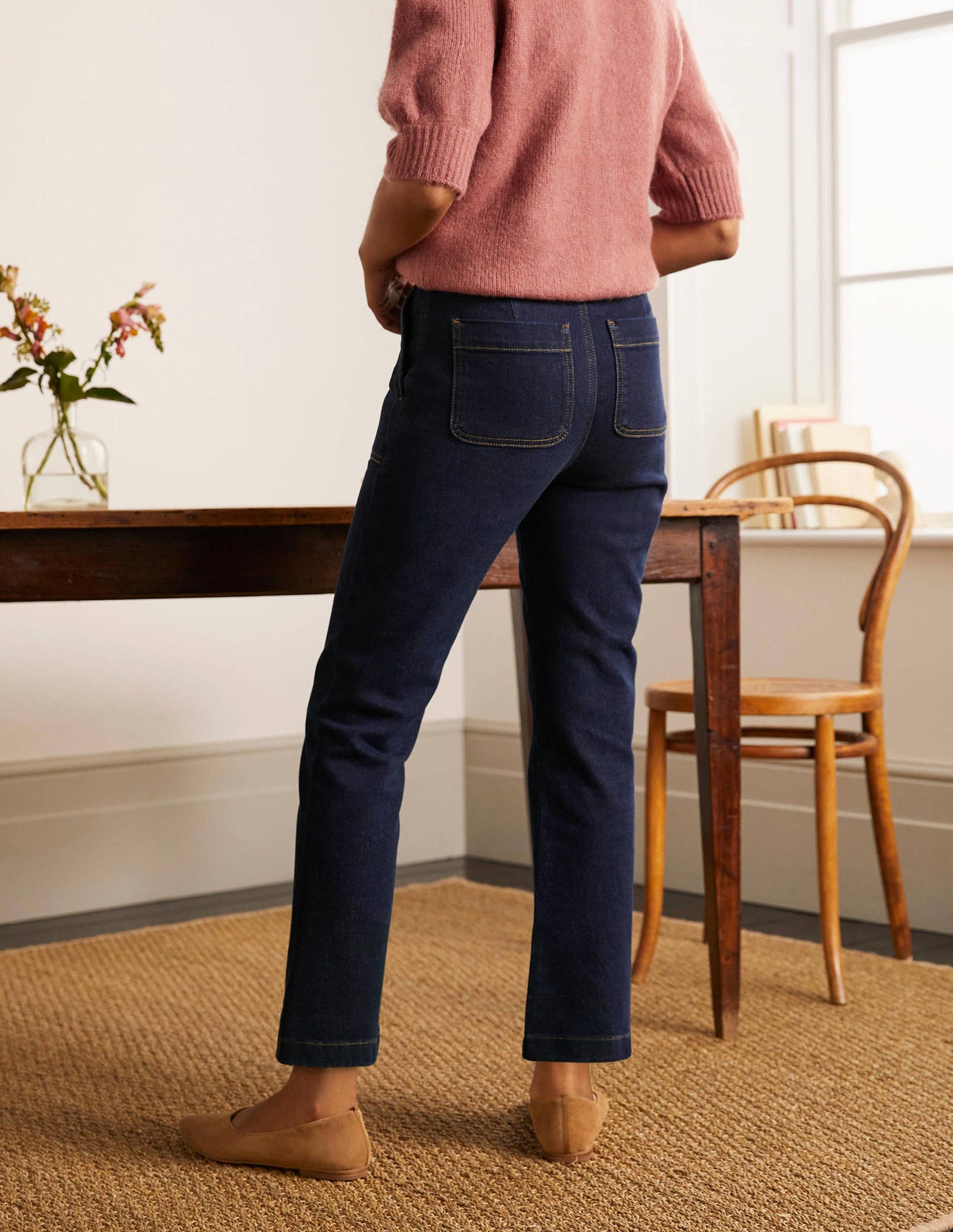 7/8-Utility-Jeans mit Schlag-Indigoblau