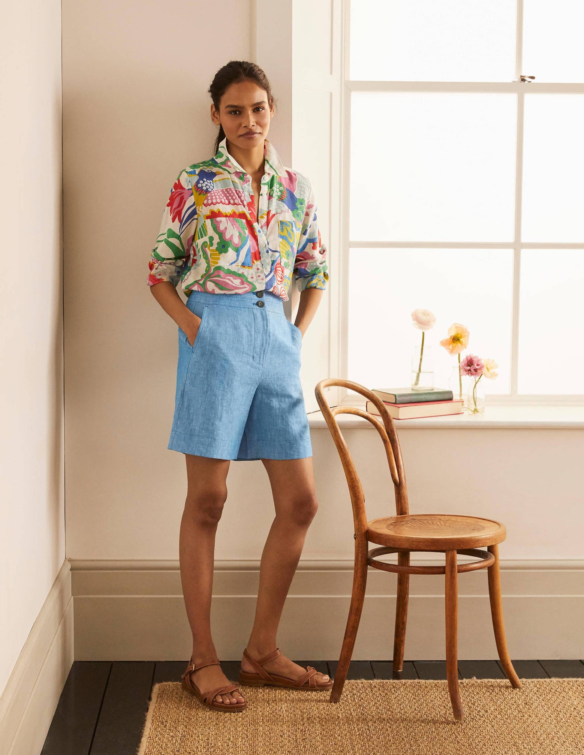 Cornwall Leinenshorts-Marokkoblau-4