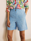 Cornwall Leinenshorts-Marokkoblau