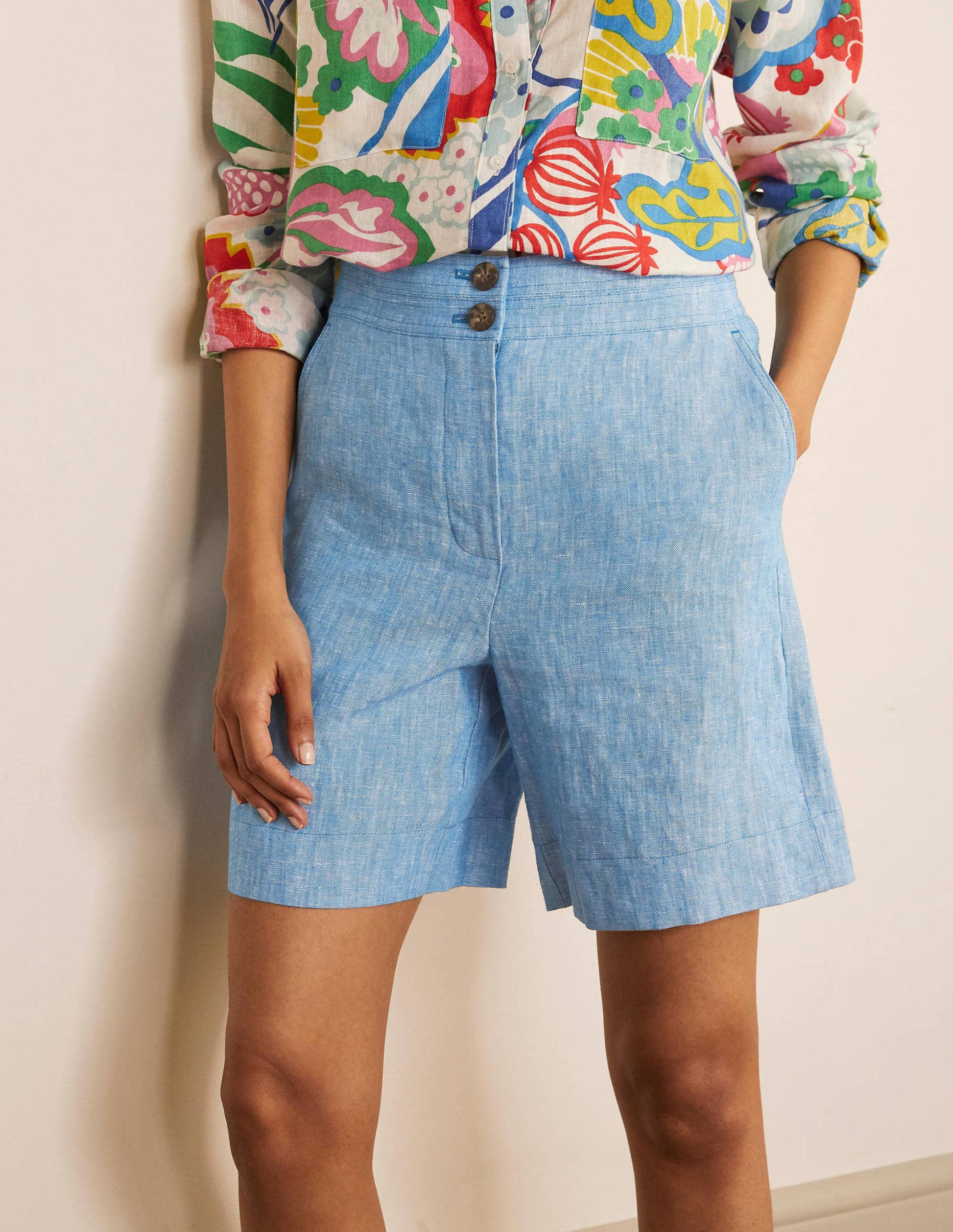 Cornwall Leinenshorts-Marokkoblau-1