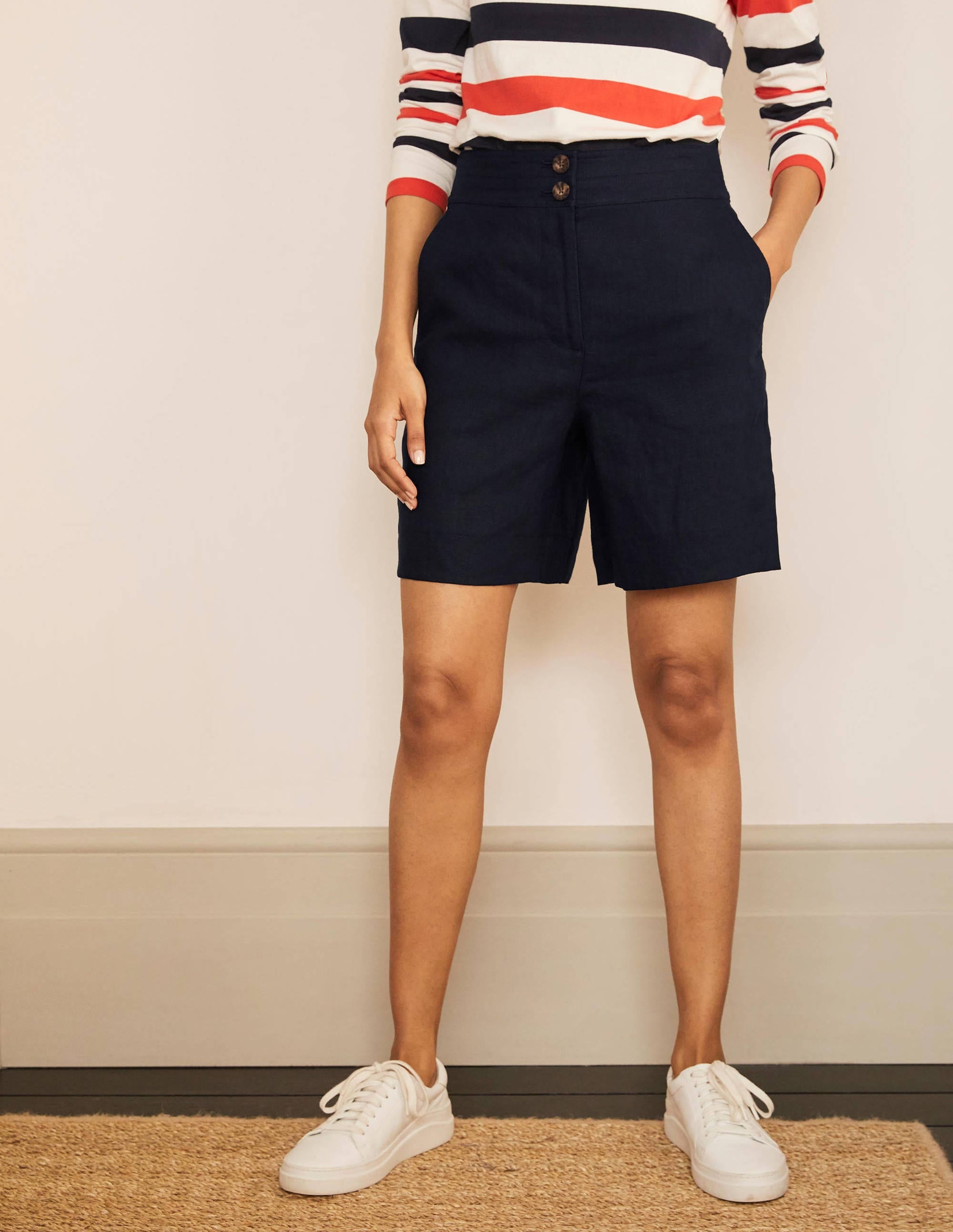 Cornwall Leinenshorts-Marineblau - Image 1