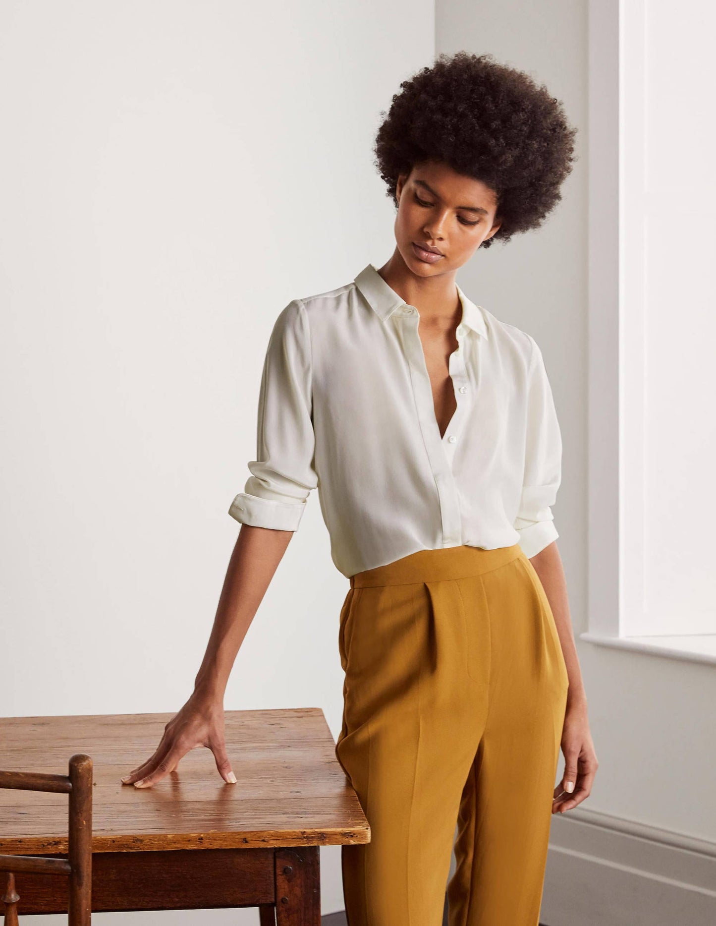 Das Seidenhemd-Naturweiß