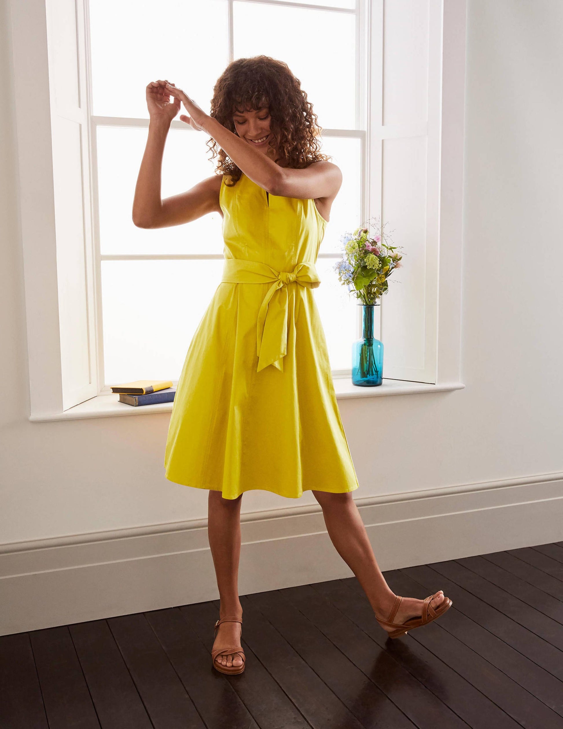 Robe Mischa à ceinture-Chartreuse-5