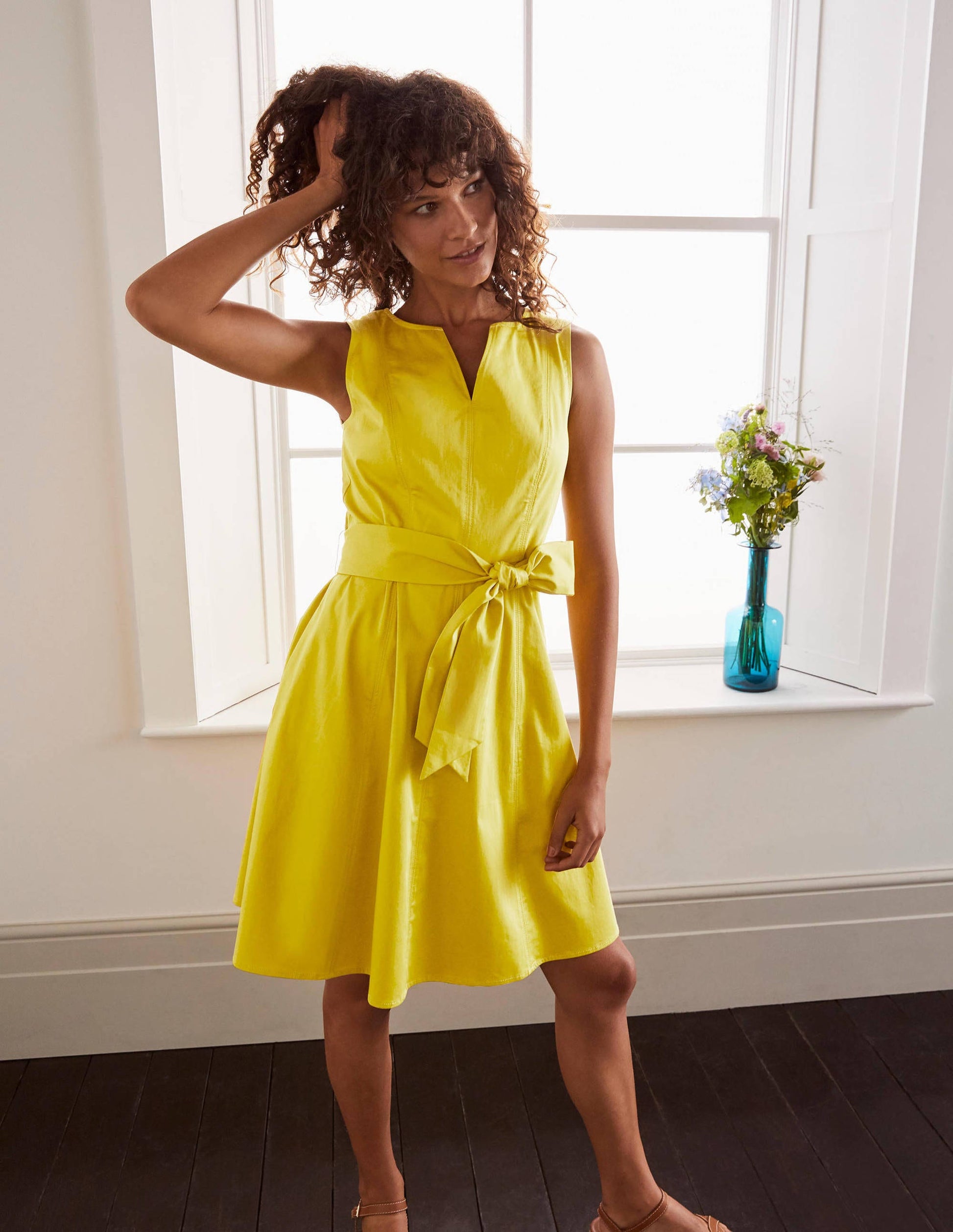 Robe Mischa à ceinture-Chartreuse-4