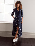 Rowan Midi Shirt Dress-French Navy, Regular Dot Large