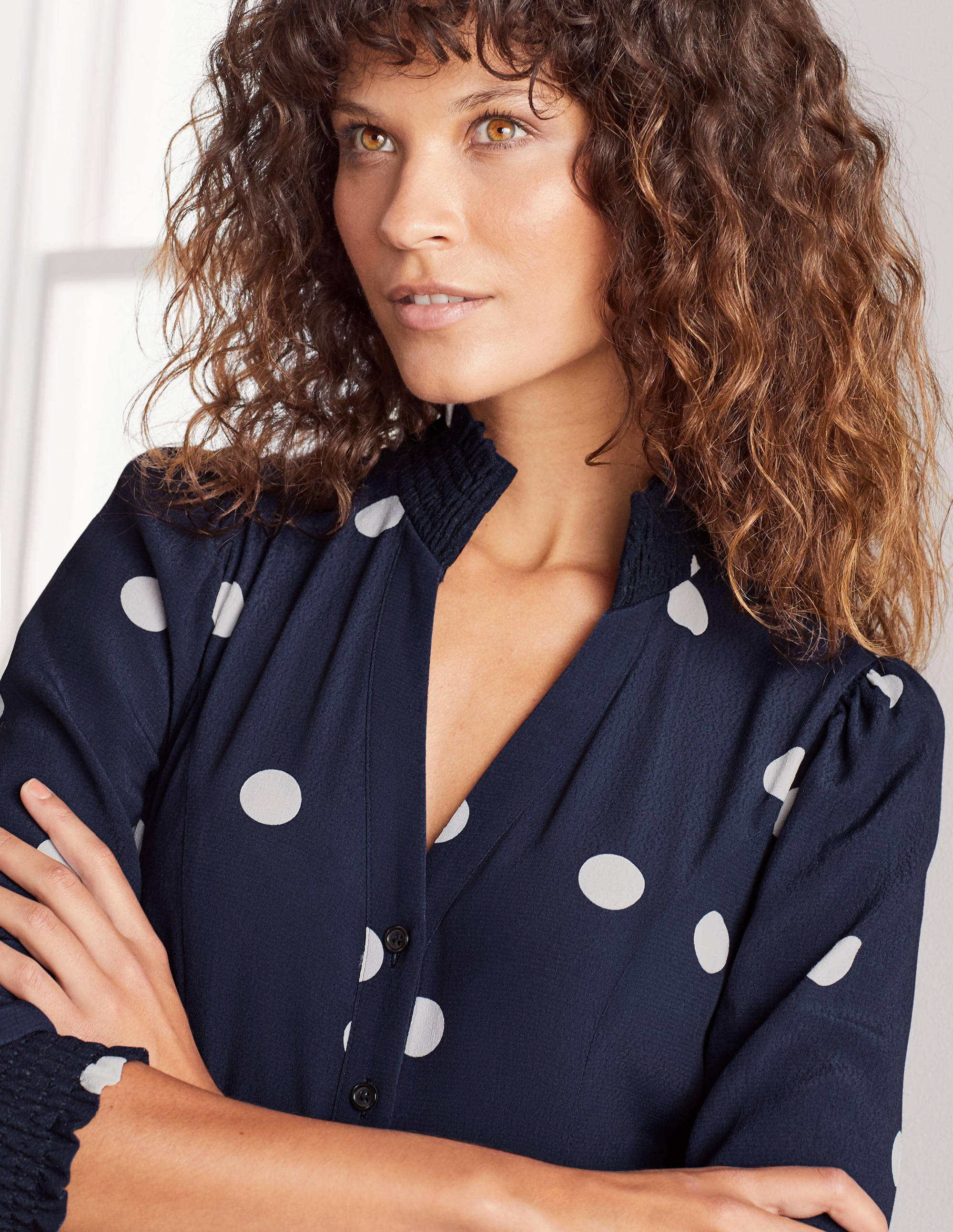 Rowan Midi Shirt Dress-French Navy, Regular Dot Large - Image 3