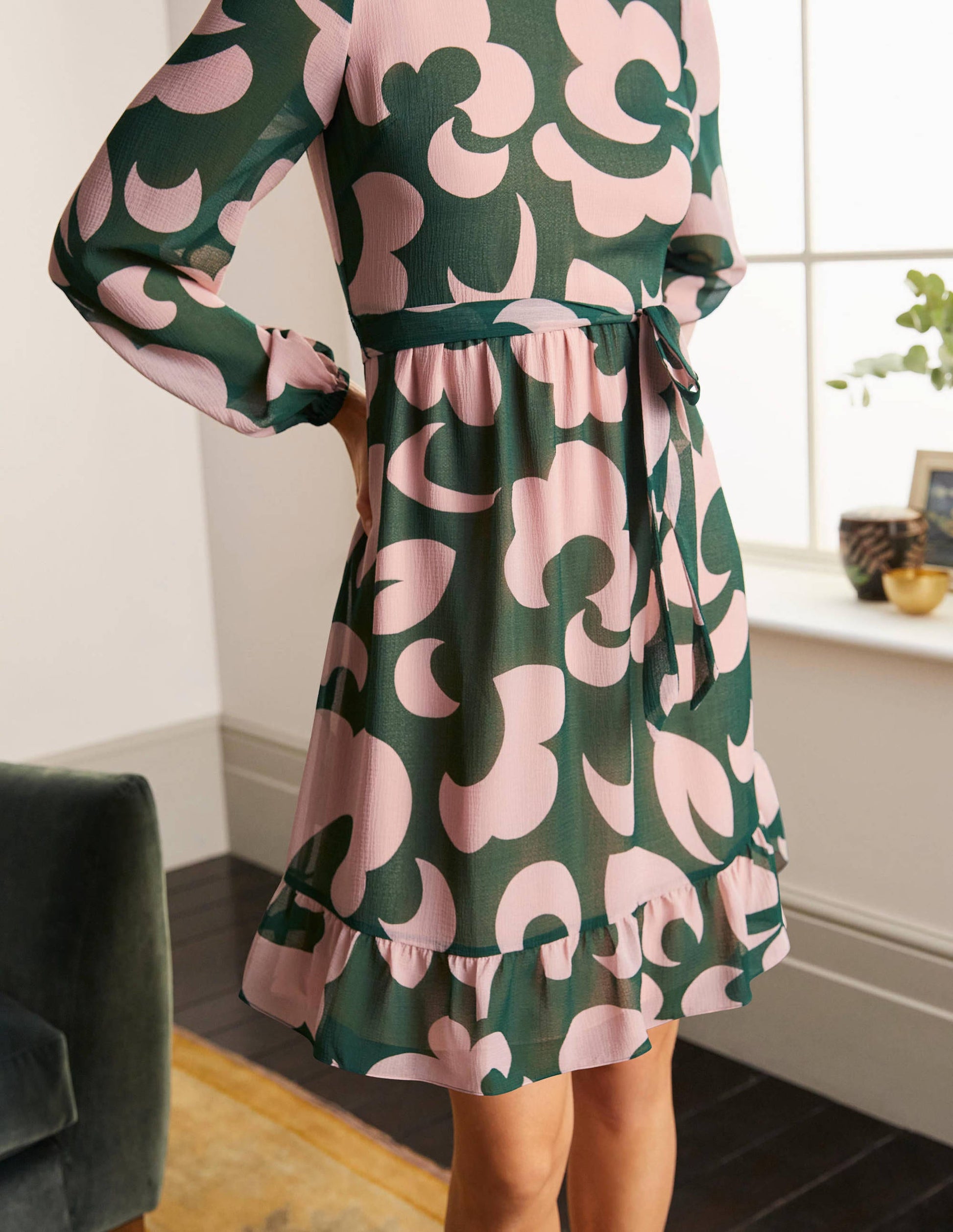 Robe Lottie à ceinture-Feuille de palmier, motif Dream Cloud-3