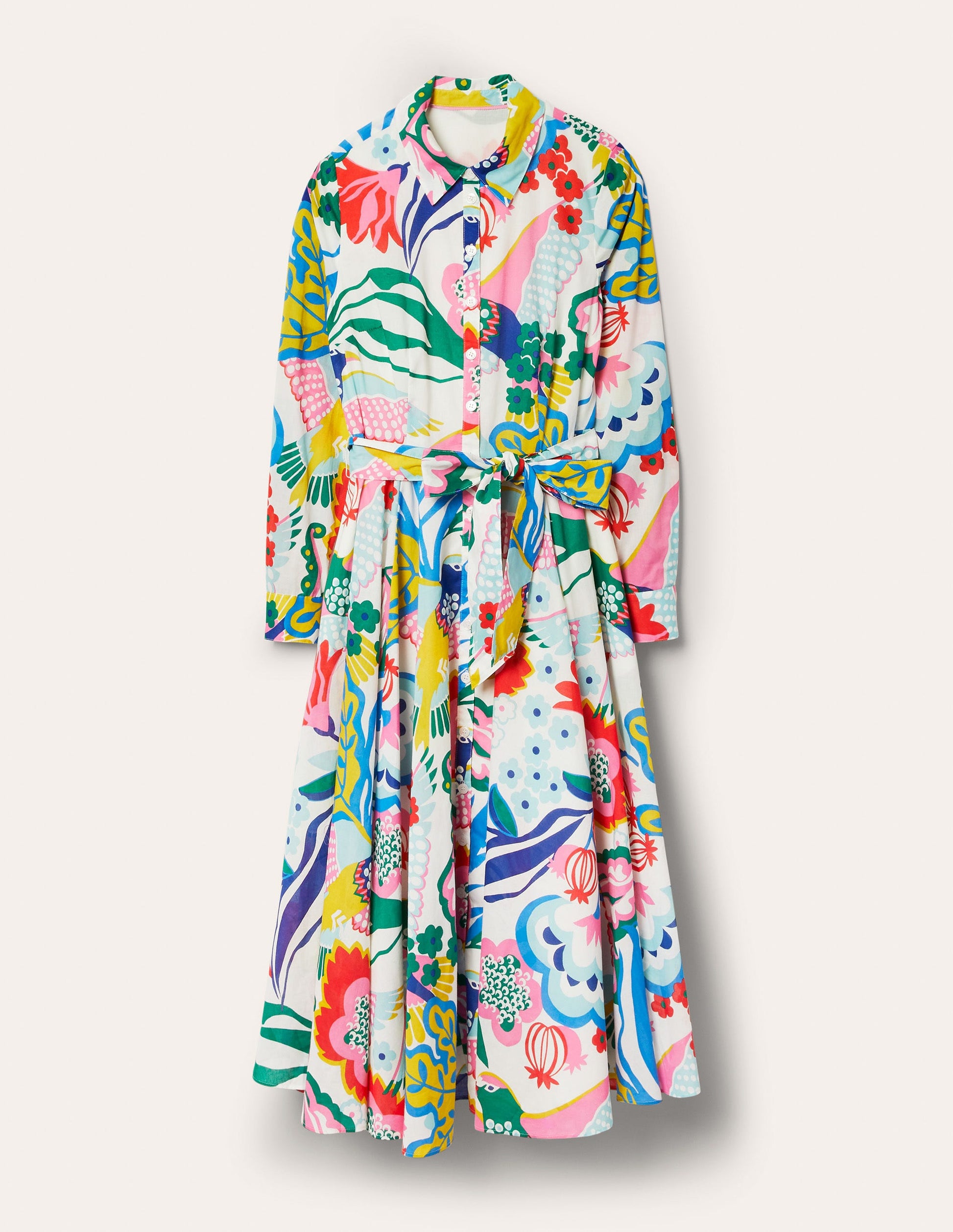 Robe-chemise midi Kitty-Ivoire, motif Exotic Escape-7