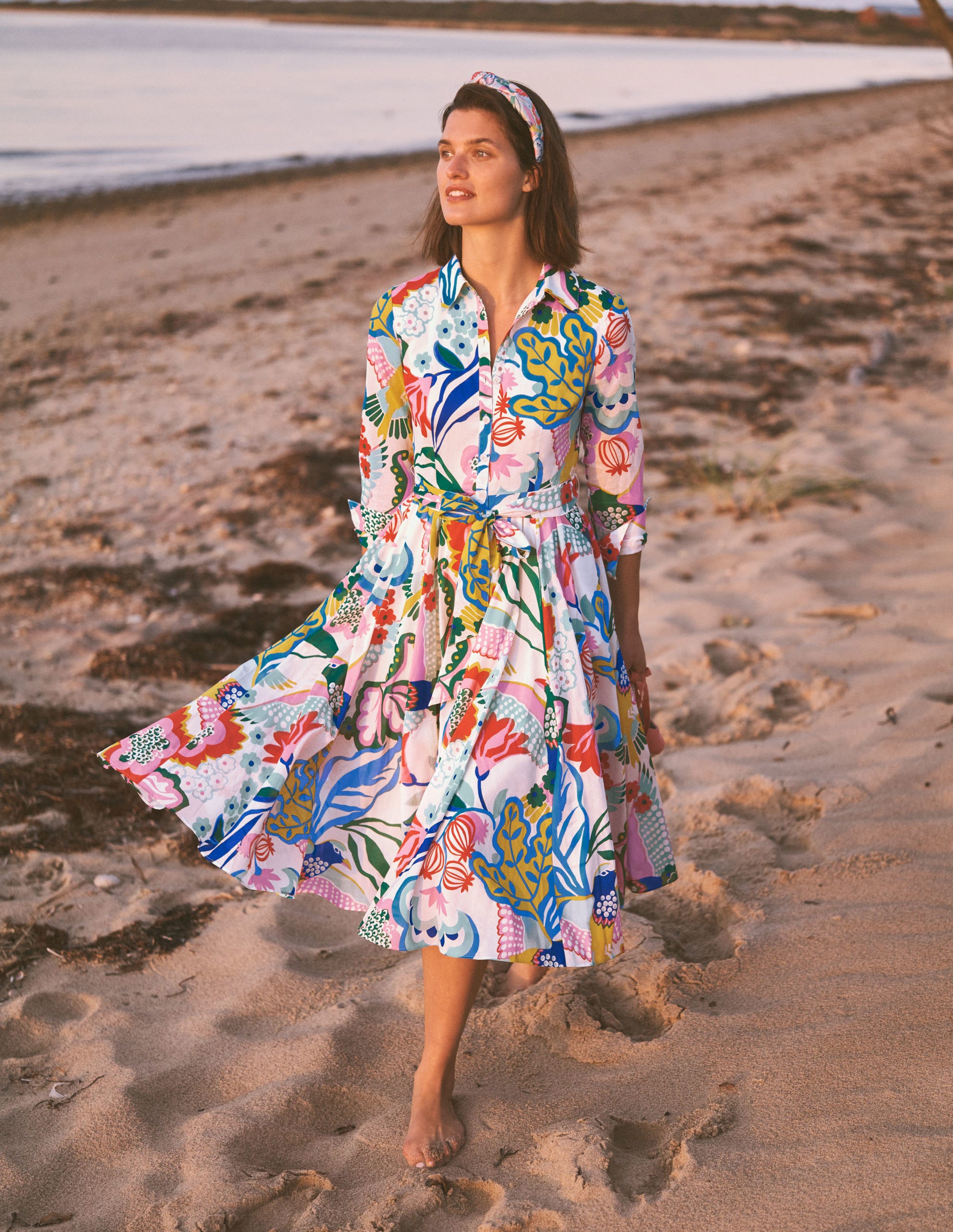 Robe-chemise midi Kitty-Ivoire, motif Exotic Escape - Image 5