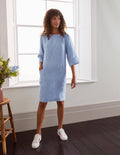 Robe Laurie en lin-Chambray bleu gris