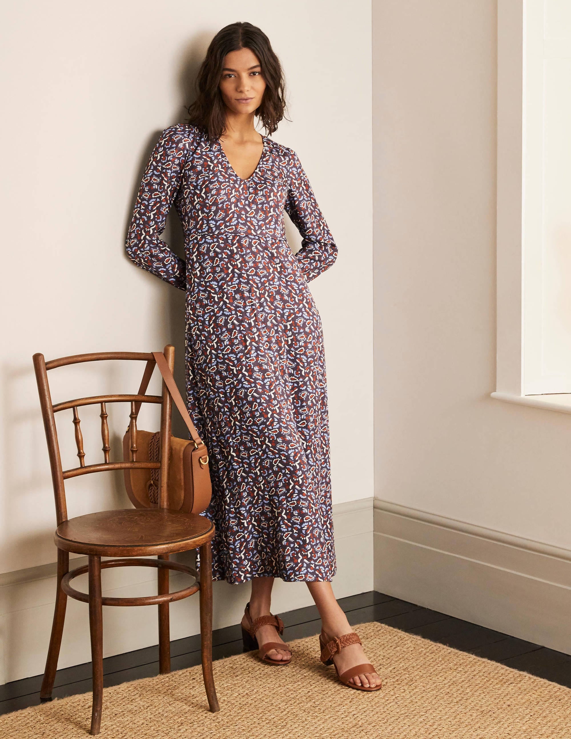 Tanya Midi Dress-Asphalt, Floral Paisley - Image 5
