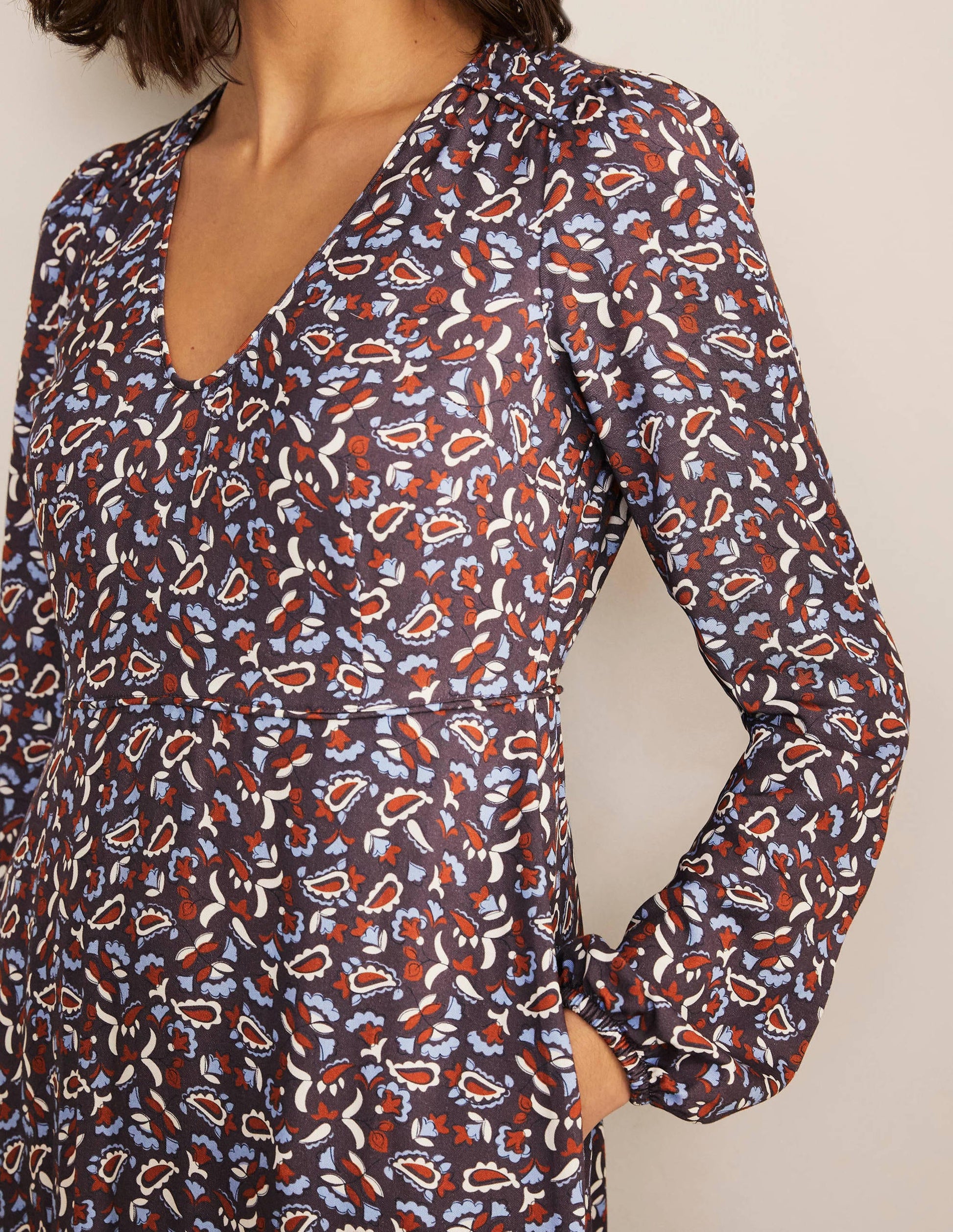 Tanya Midi Dress-Asphalt, Floral Paisley-4