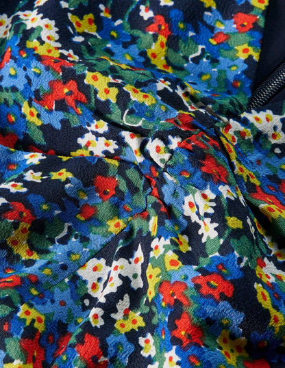 Tessa Midikleid-Französisches Navy/Ackerbohnengrün, Filigranes Muster-6