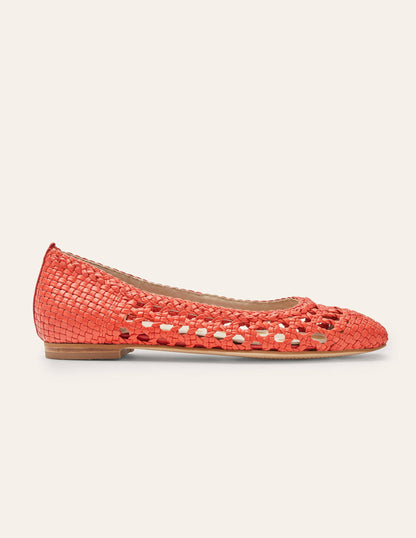 Olive Ballerinas-Rot, Gewebt-2
