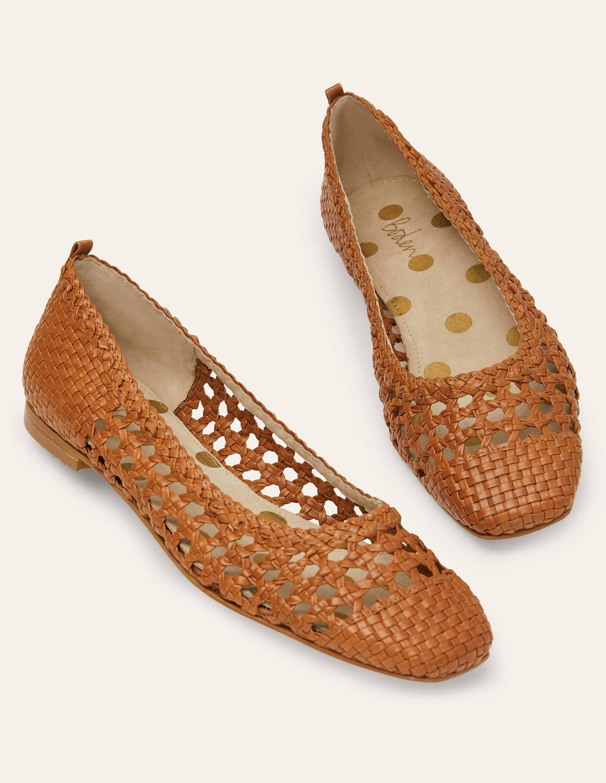 Olive Ballerinas-Hellbraun, Gewebt-1