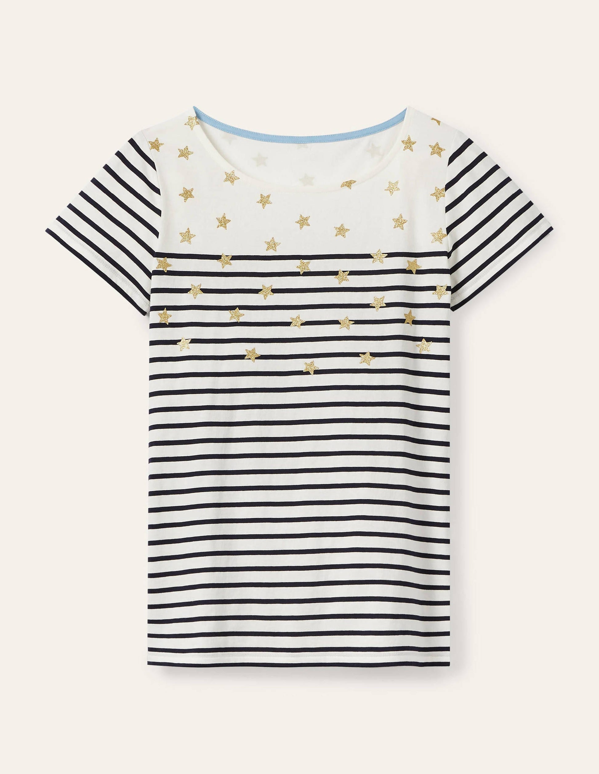 Kurzärmliges Bretonshirt-Verstreute Sterne-5