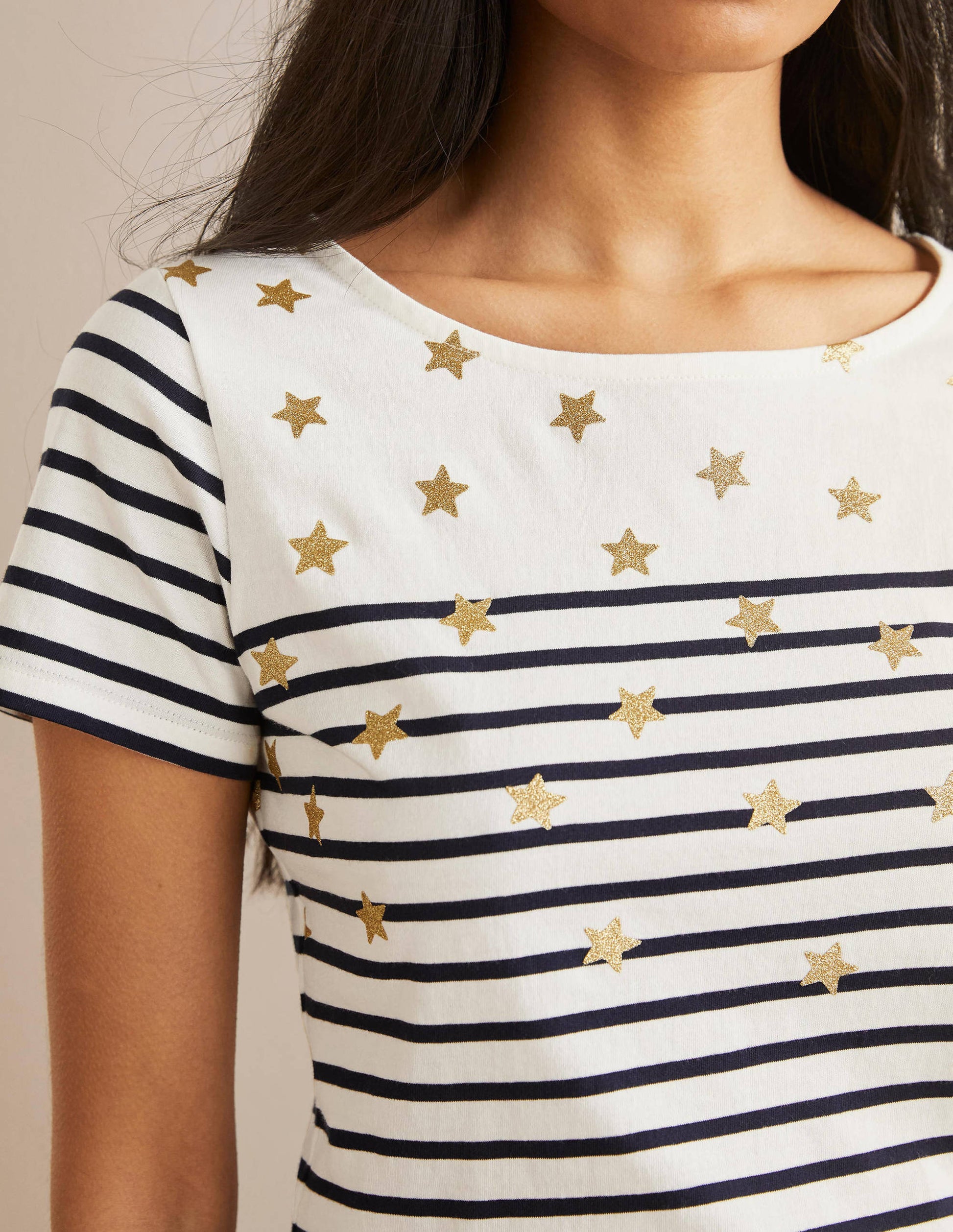 Kurzärmliges Bretonshirt-Verstreute Sterne-4