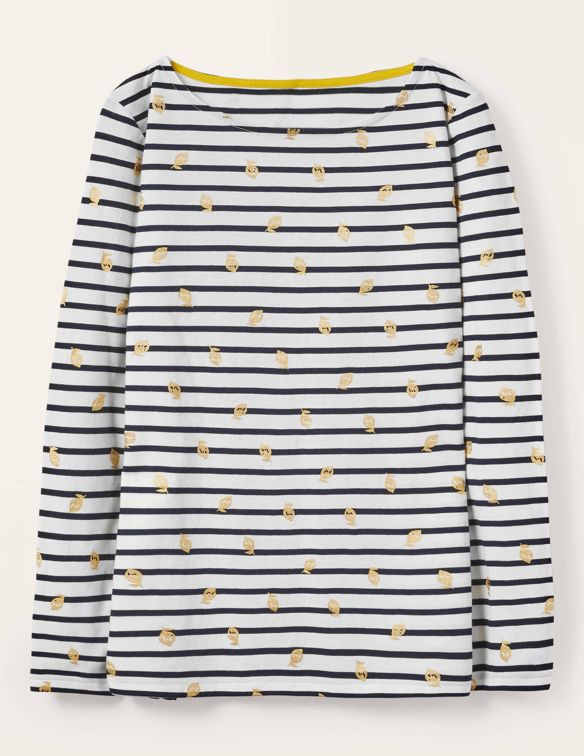Langärmliges Bretonshirt-Naturweiß/Navy, Folienzitronen-6