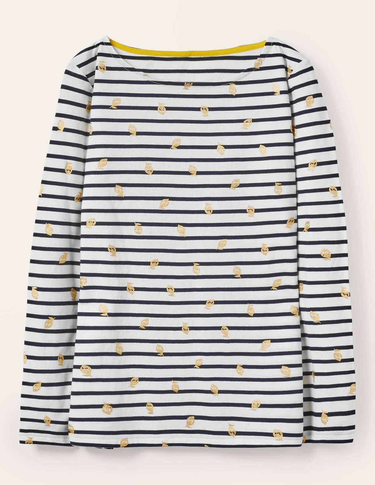 Langärmliges Bretonshirt-Naturweiß/Navy, Folienzitronen - Image 6