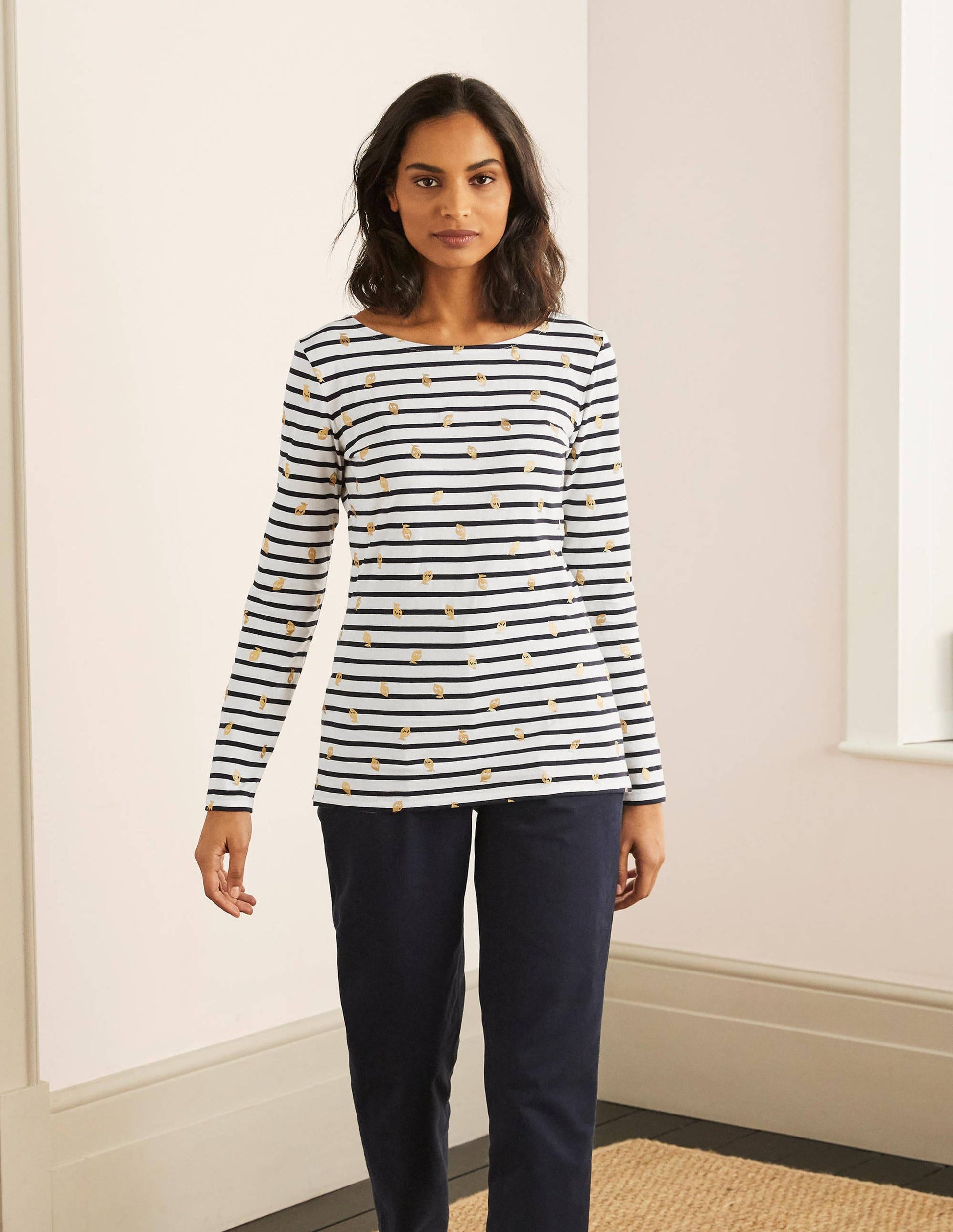 Langärmliges Bretonshirt-Naturweiß/Navy, Folienzitronen-5