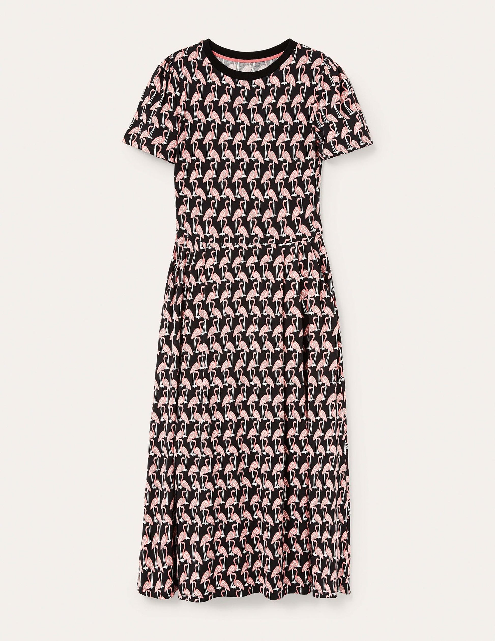 Lucinda Jersey Midi Dress-Black, Tropical Flamingo-5