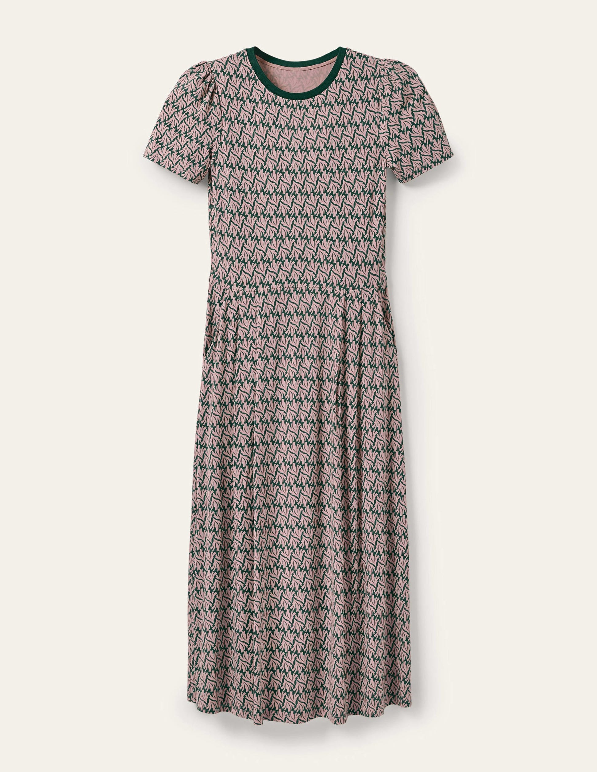 Lucinda Jersey Midi Dress-Palm Leaf, Swaying Coral-5
